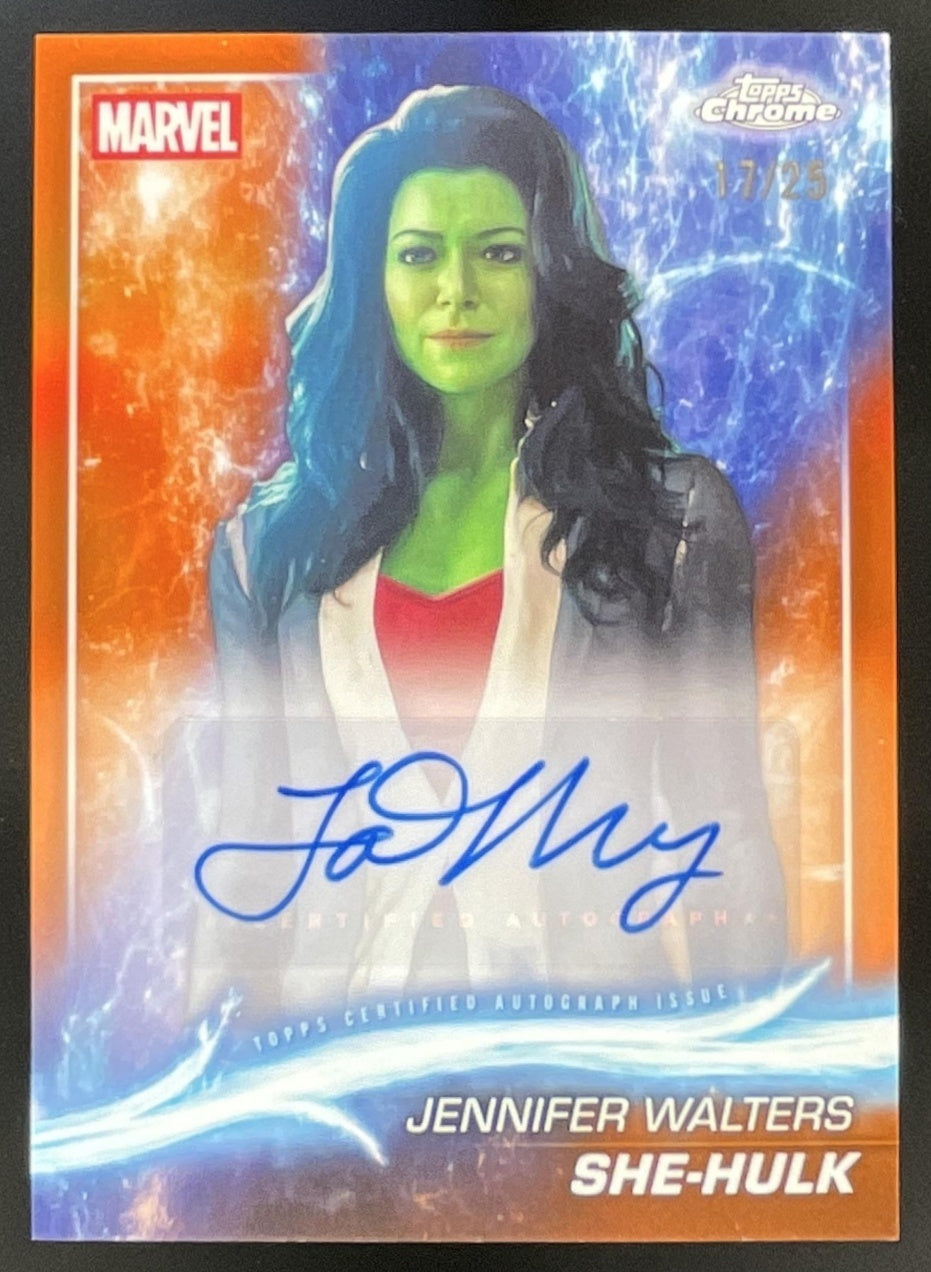 2025 Topps Chrome Marvel Studios Orange Tatiana Maslany as She-Hulk Auto /25