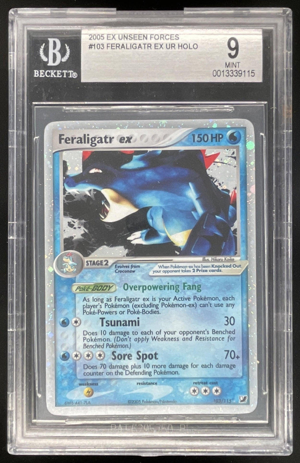 2005 Pokemon EX Unseen Forces #103/115 Feraligatr ex BGS 9