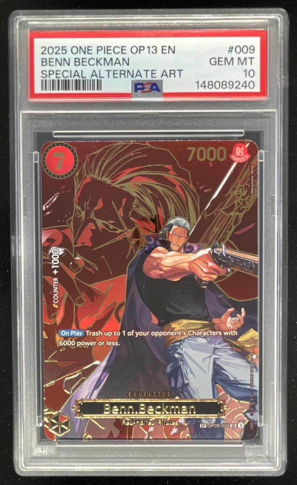 2025 One Piece OP13 EN #009 Benn Beckman Special Alternate Art PSA 10