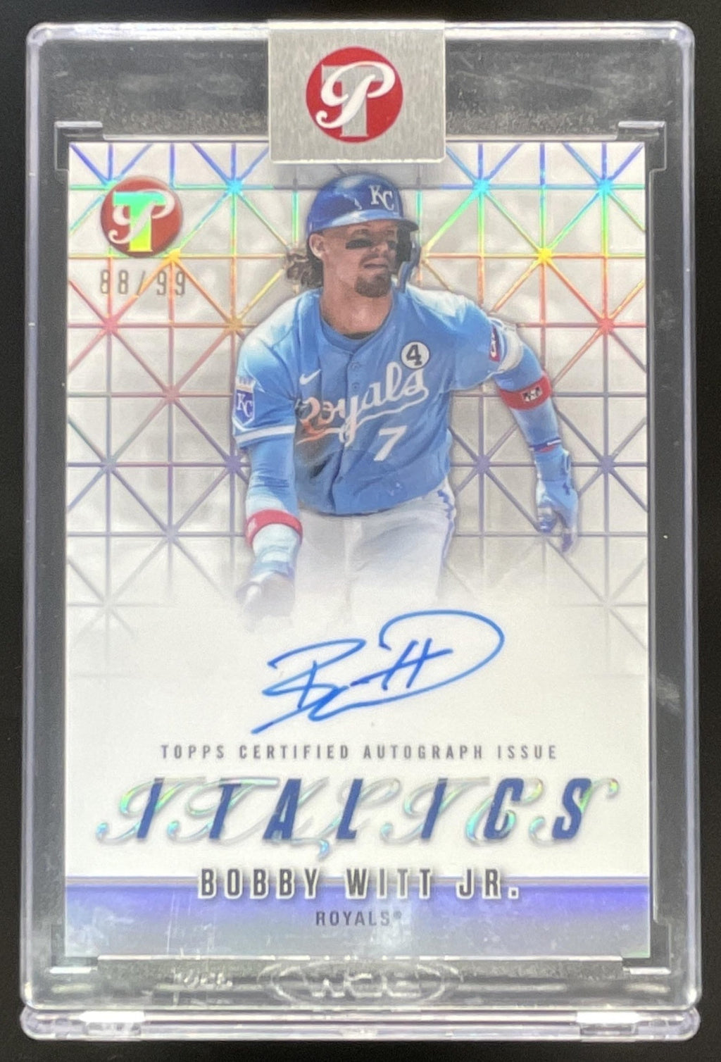 2025 Topps Pristine Italics Autograph #I-BW Bobby Witt Jr. Auto /99