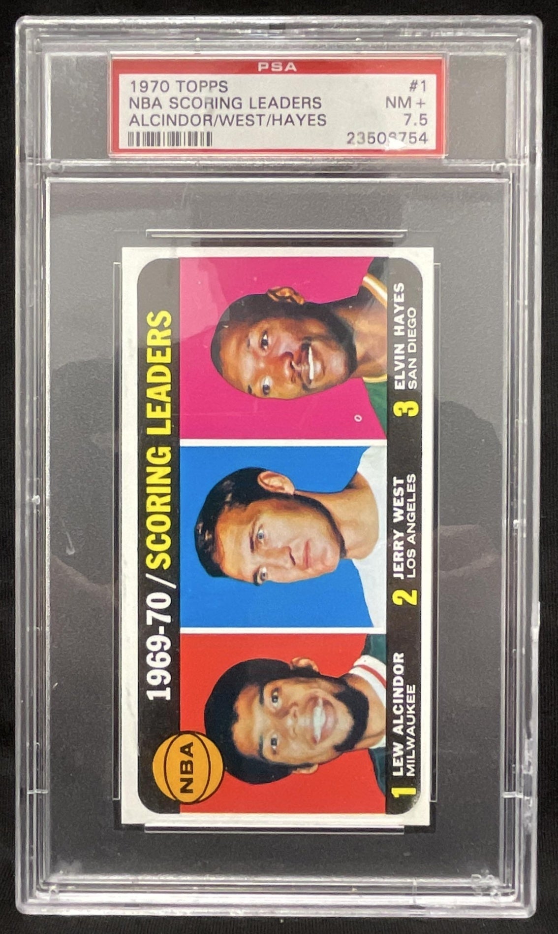 1970-71 Topps #1 Lew Alcindor Jerry West Elvin Hayes League Leaders PSA 7.5