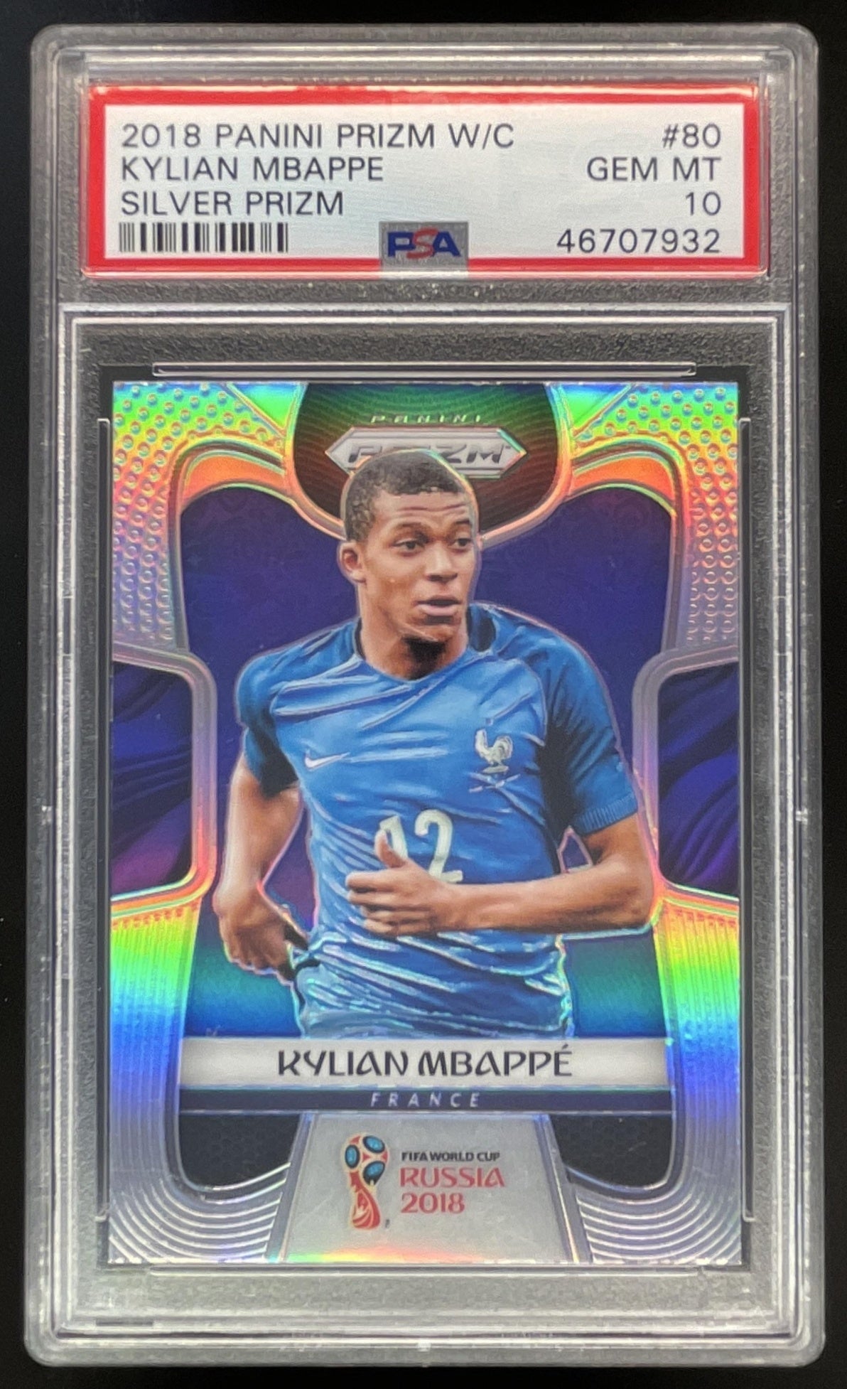2018 Panini Prizm World Cup Silver Prizm #80 Kylian Mbappe RC PSA 10