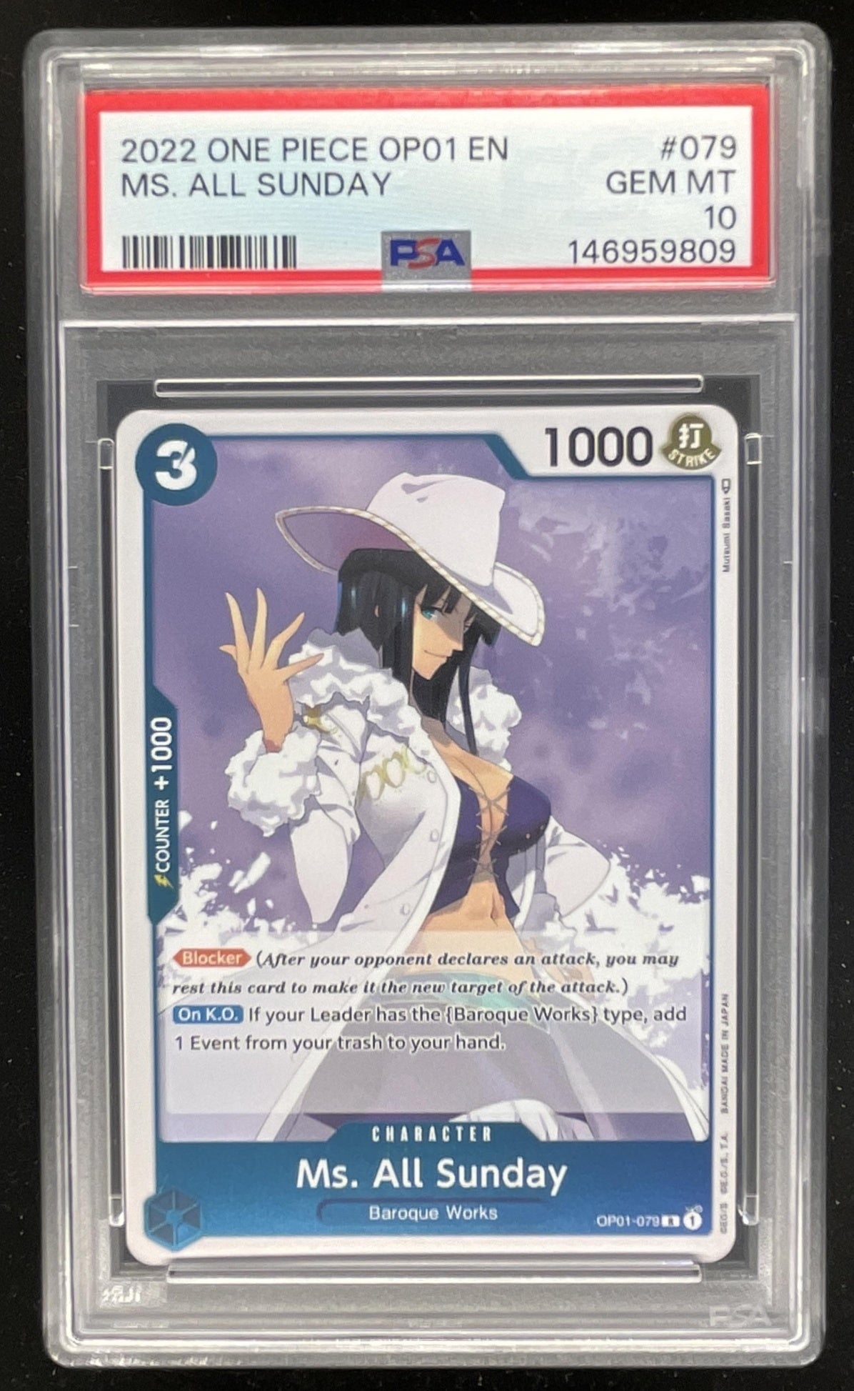 2022 One Piece OP01 EN #079 Ms. All Sunday PSA 10