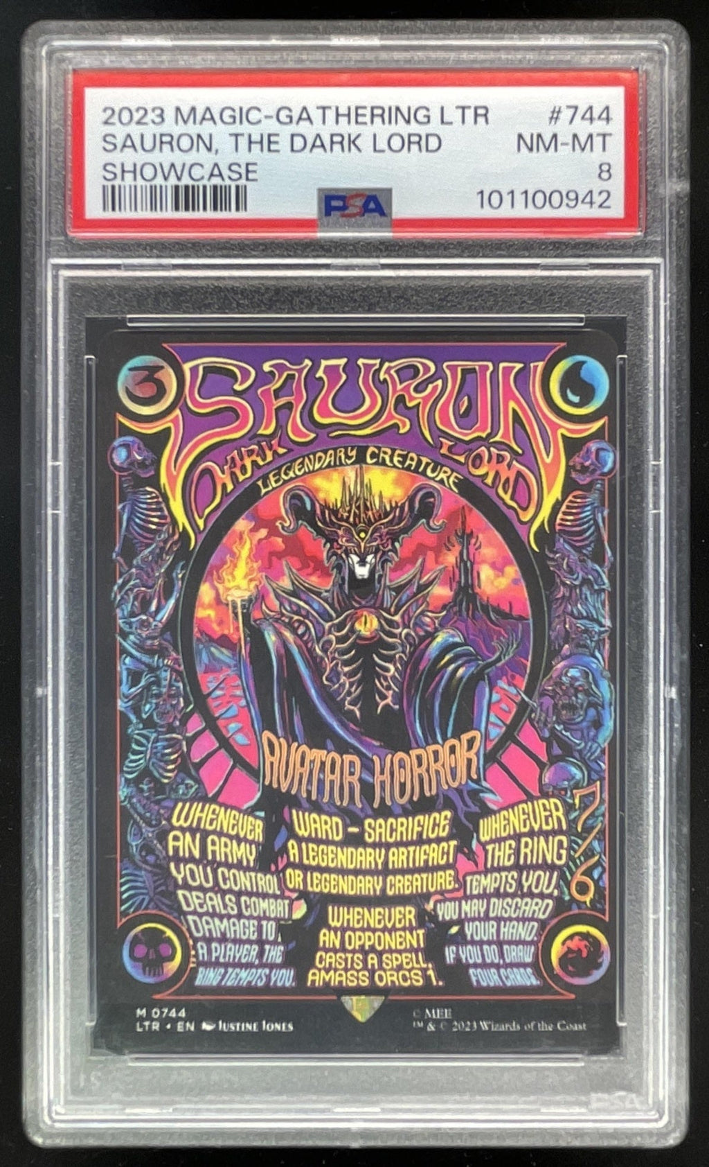 2023 Magic The Gathering The Lord Rings Showcase #744 Sauron The Dark Lord PSA 8
