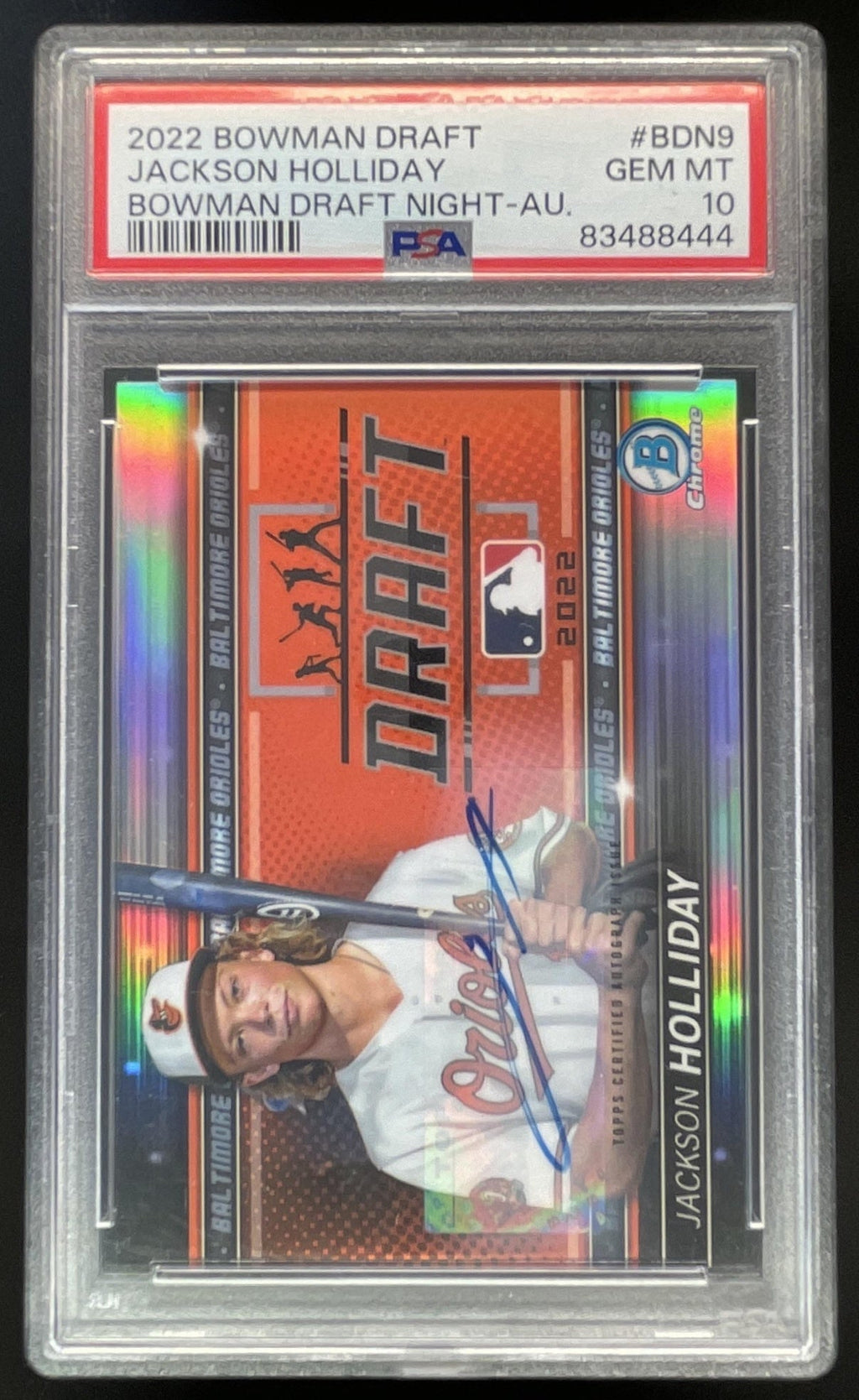 2022 Bowman Draft Bowman Night #BDN-9 Jackson Holliday Auto /99 PSA 10