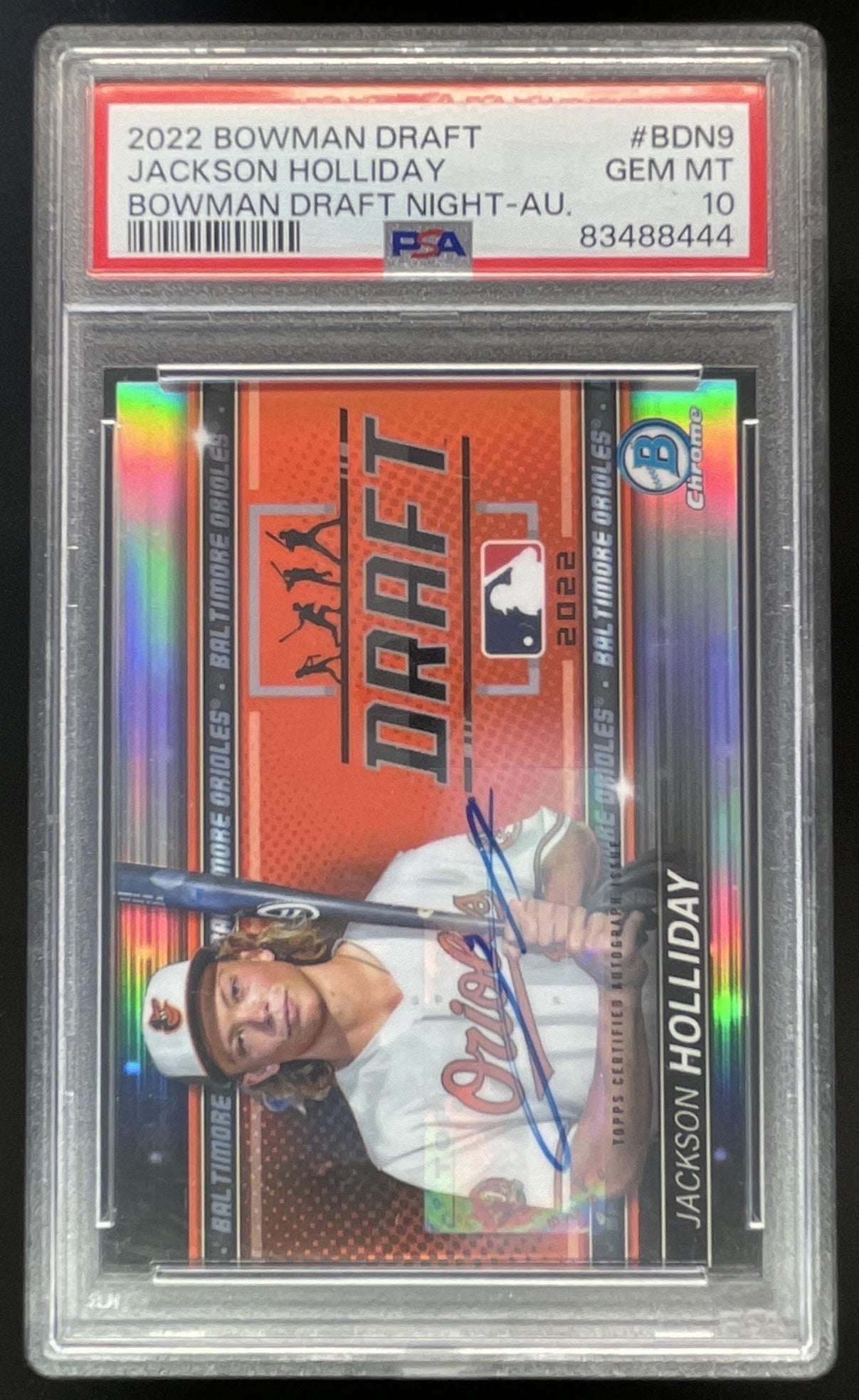 2022 Bowman Draft Bowman Night #BDN-9 Jackson Holliday Auto /99 PSA 10
