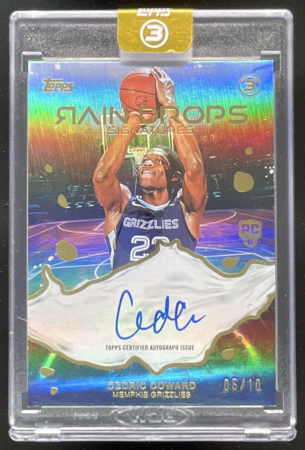 2025-26 Topps Three Raindrops Signatures Gold #RS-CC Cedric Coward RC Auto /10