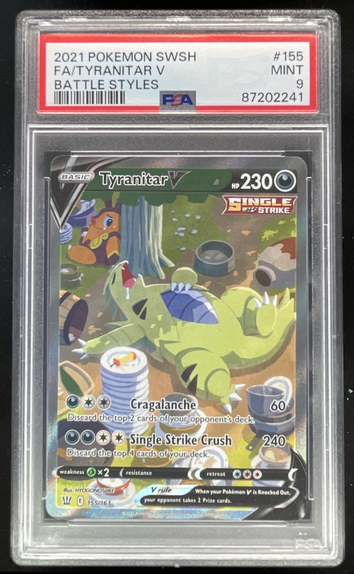 2021 Pokemon Sword & Shield Battle Styles #155/163 Tyranitar V PSA 9