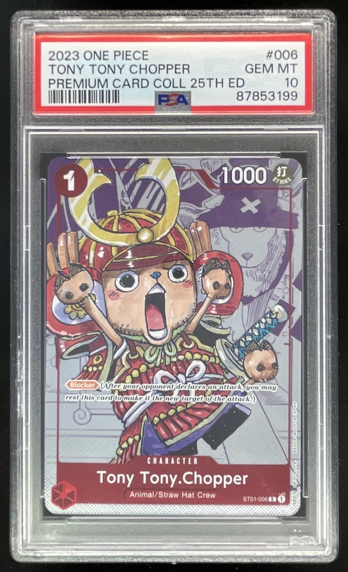 2023 One Piece Premium Card Collection 25th #006 Tony Tony Chopper PSA 10