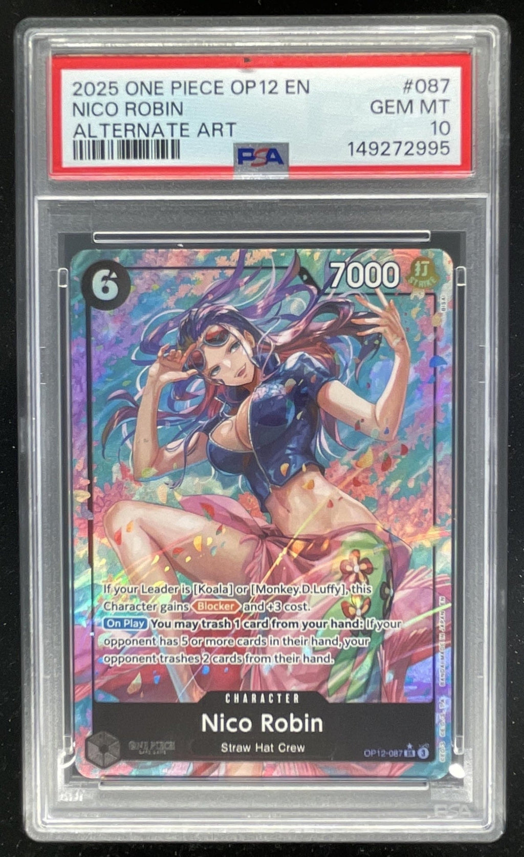 2025 One Piece OP12 EN #087 Nico Robin Alternate Art PSA 10