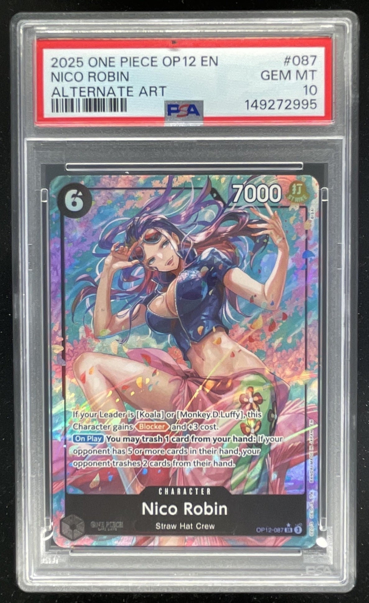 2025 One Piece OP12 EN #087 Nico Robin Alternate Art PSA 10