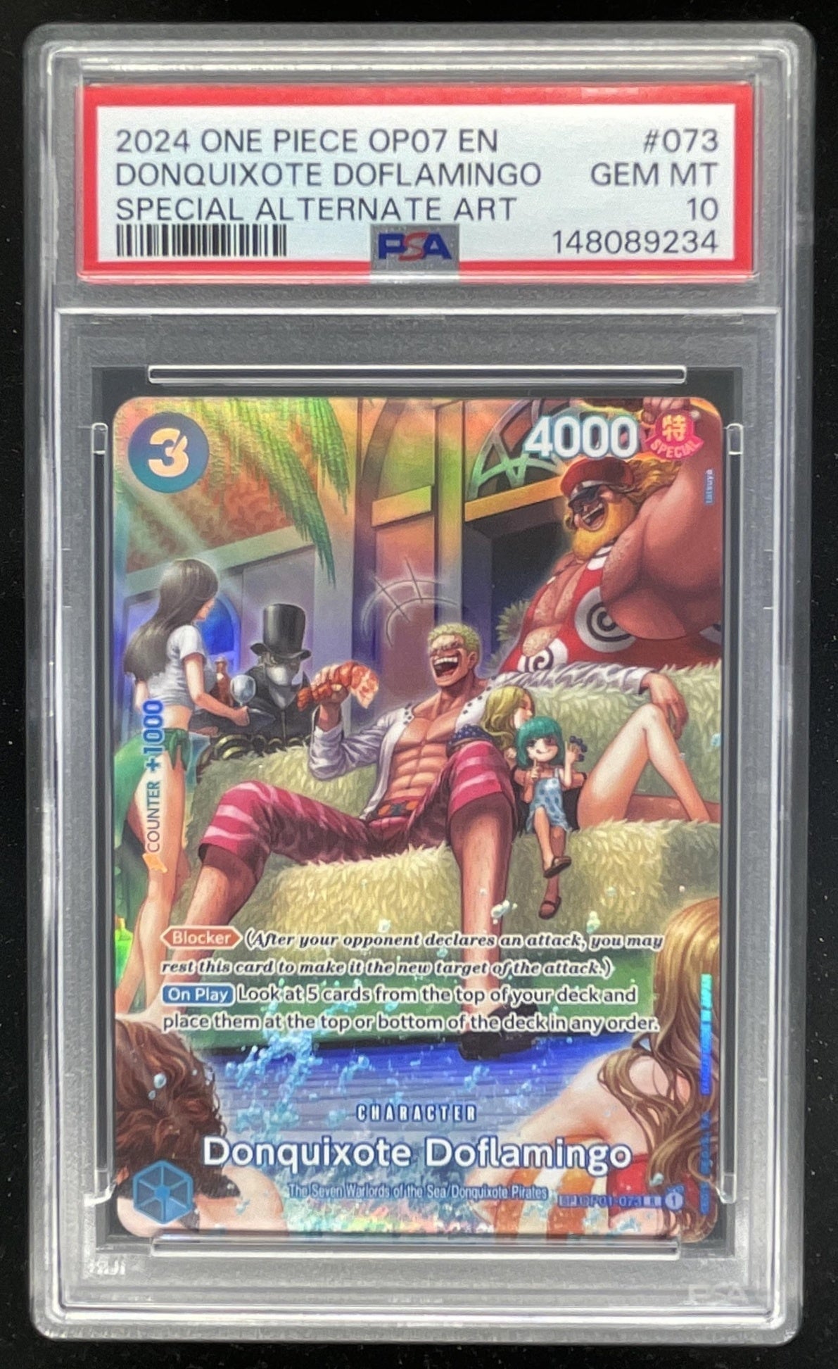 2024 One Piece OP07 EN #073 Donquixote Doflamingo Special Alternate Art PSA 10