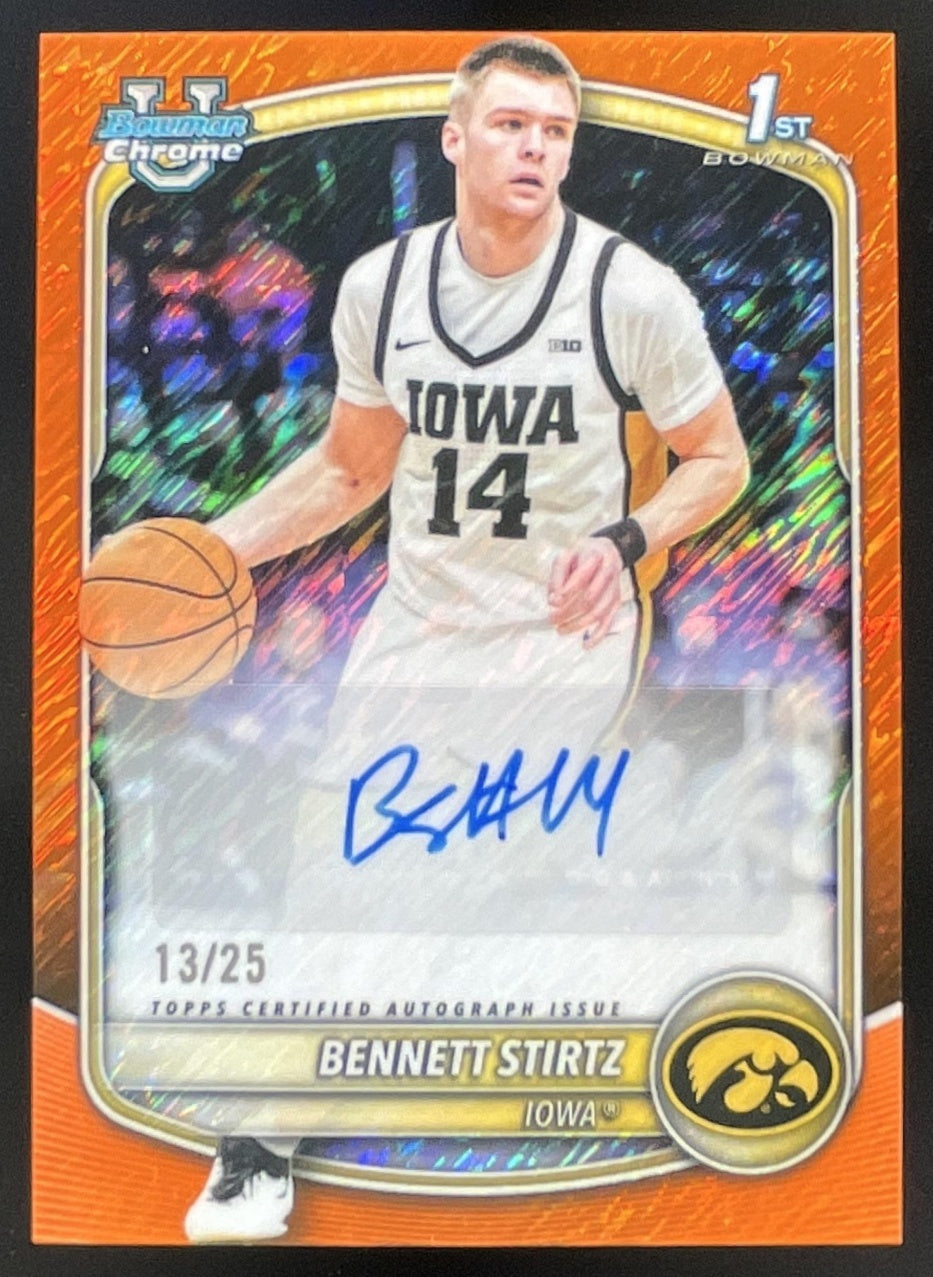 2025-26 Bowman Chrome Orange Shimmer  #CPA-BI Bennett Stirtz RC Auto /25