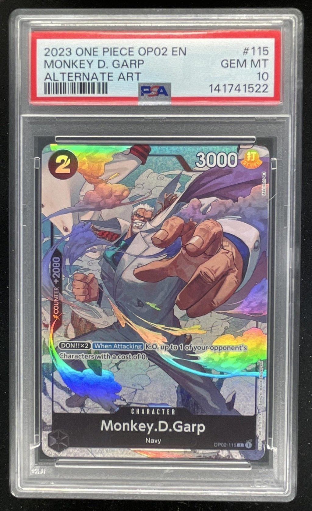 2023 One Piece OP02 EN #115 Monkey D Garp Alternate Art PSA 10