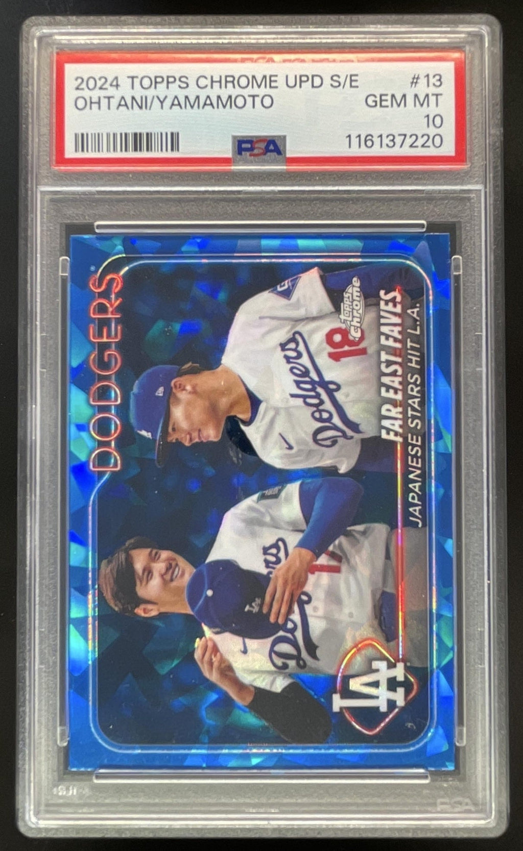 2024 Topps Chrome Sapphire #USCS13 Yoshinobu Yamamoto Shohei Ohtani PSA 10