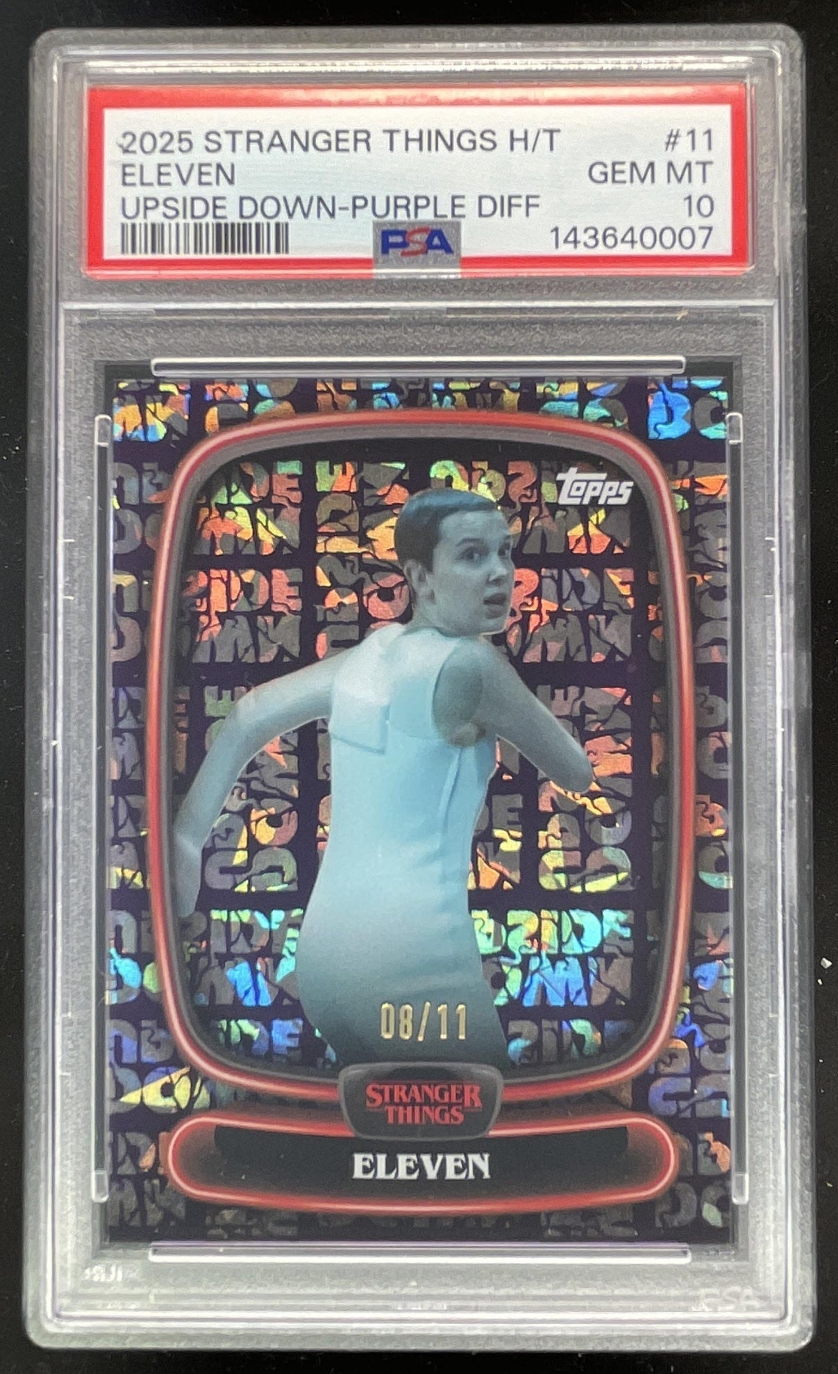2025 Topps Stranger Things High Tek Upside Down Purple #11 Eleven /11 PSA 10