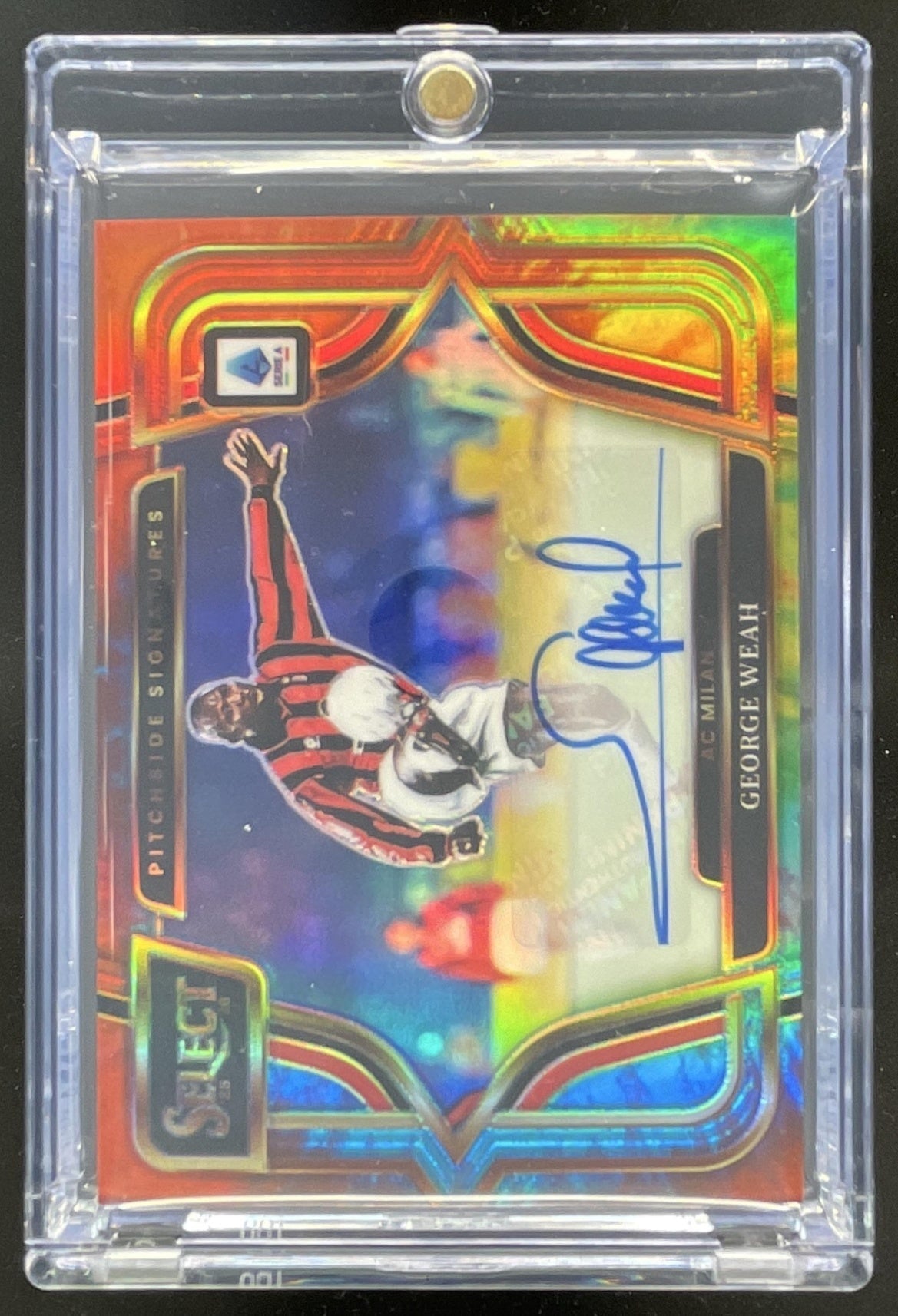 2025-26 Select Serie A Pitchside Signatures Tie-Dye #30 George Weah Auto /25