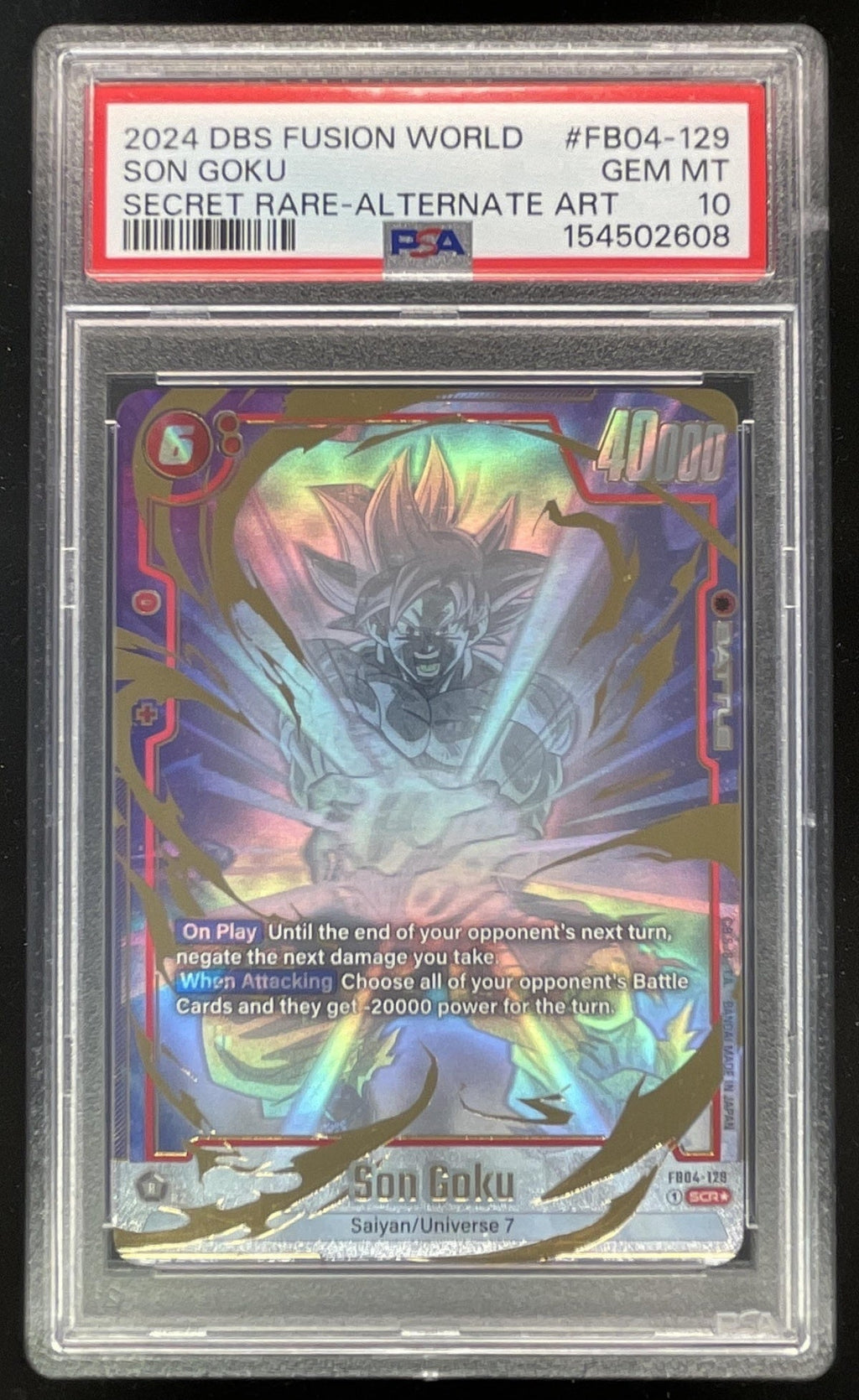 2024 Dragon Ball Super Fusion World #FB04129 Son Goku Secret Rare Alt Art PSA 10