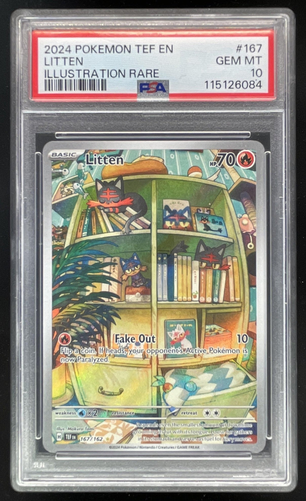 2024 Pokemon Temporal Forces #167/162 Litten PSA 10