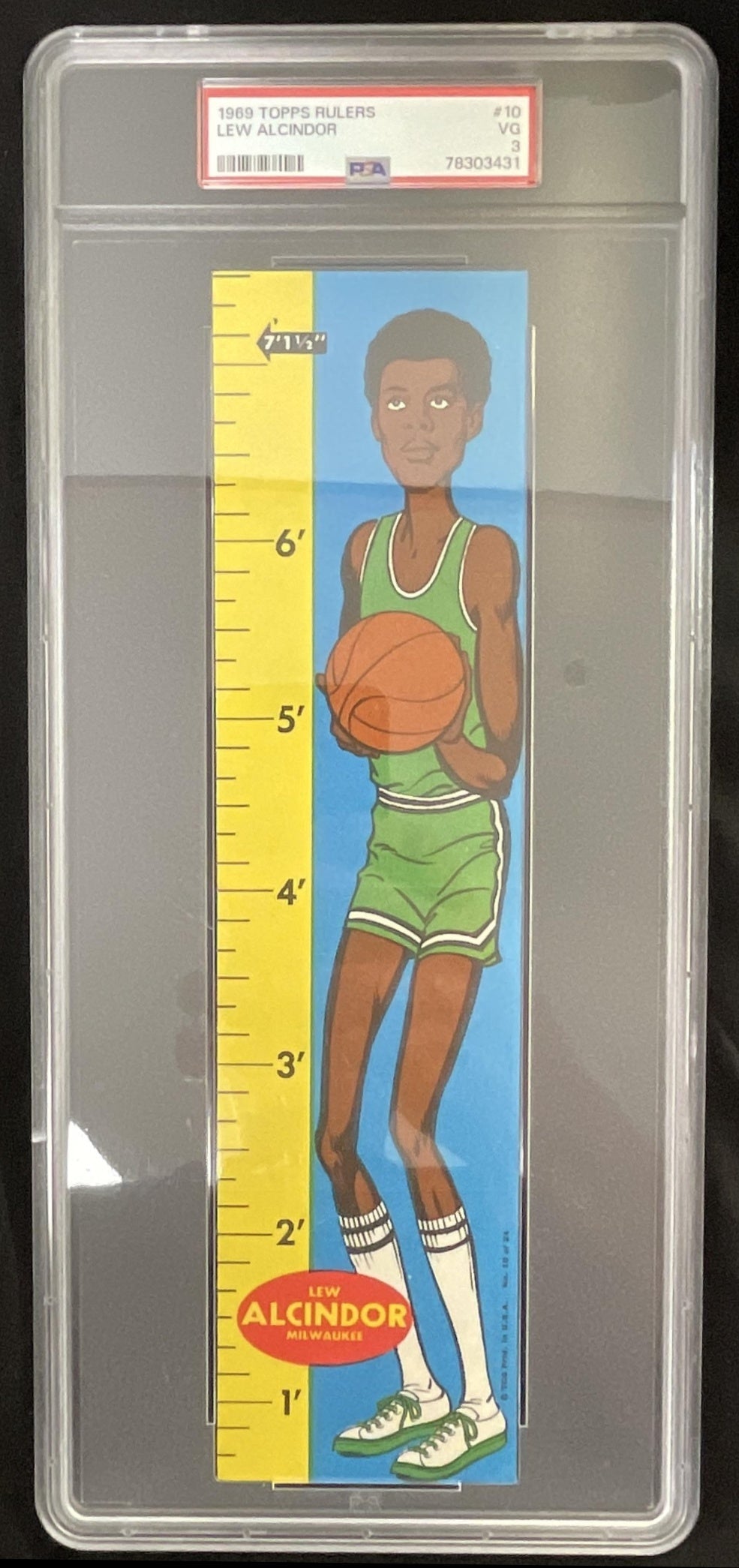 1969-70 Topps Rulers #10 Lew Alcindor Kareem Abdul Jabbar PSA 3