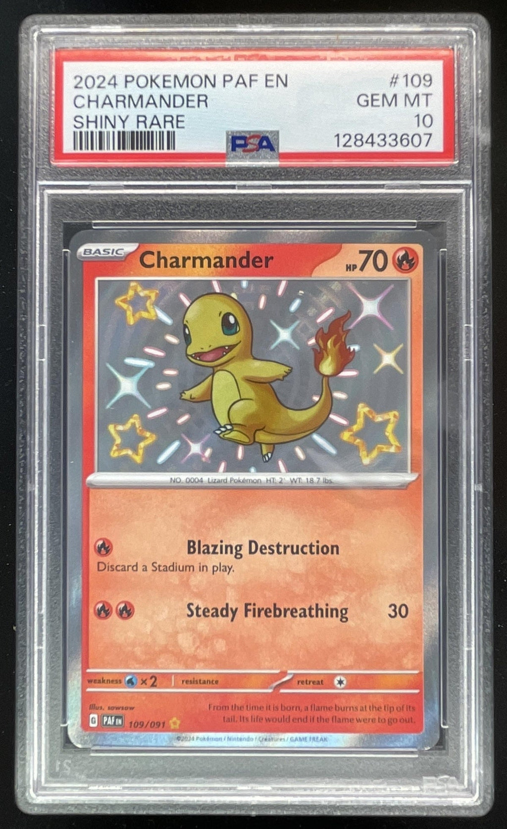 2024 Pokemon Paldean Fates #109/091 Charmander PSA 10