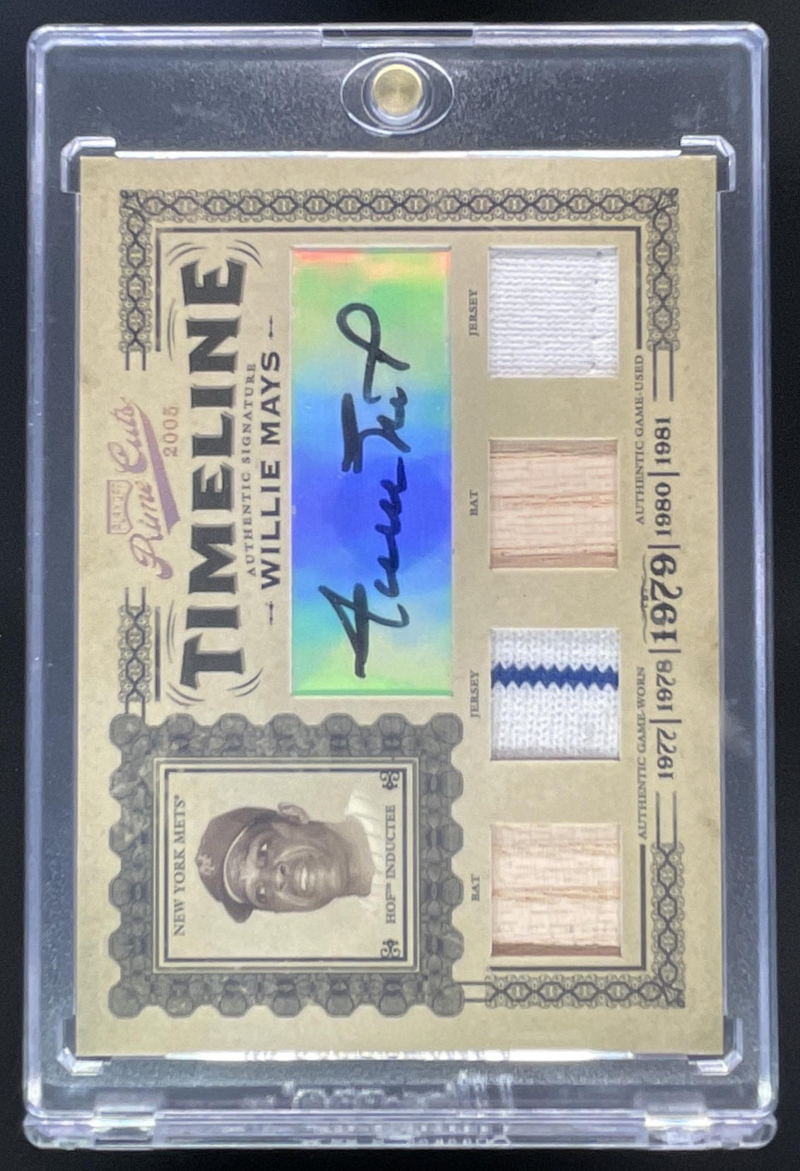 2005 Playoff Prime Cuts Timeline Signature Material Quad Willie Mays Auto /5