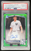 2025 Bowman Chrome Chrome Green  #CPA-CSC Cam Schlittler RC Auto /99 PSA 10