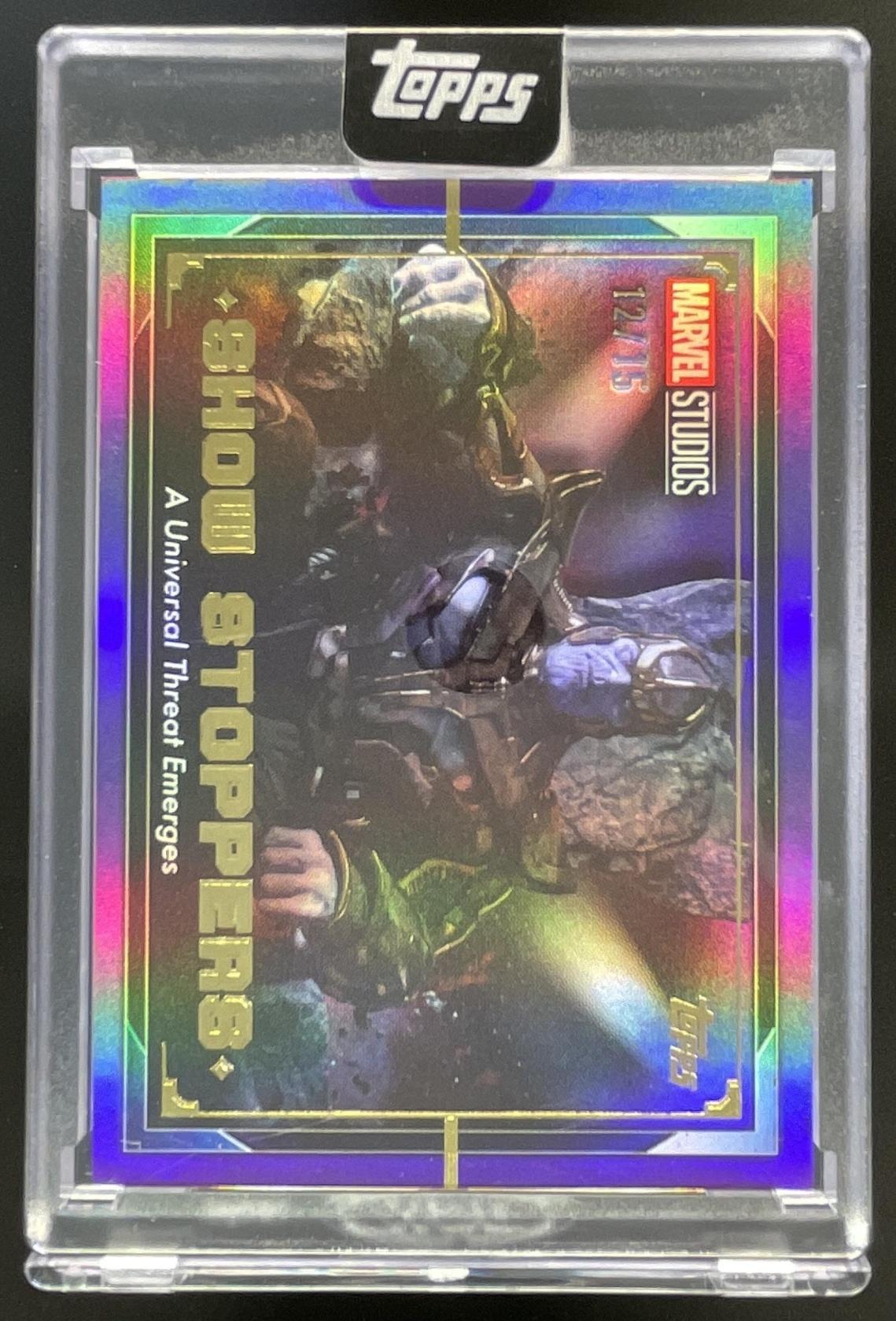 2025 Topps Marvel Collector Show Stoppers Purple A Universal Threat Emerges /15