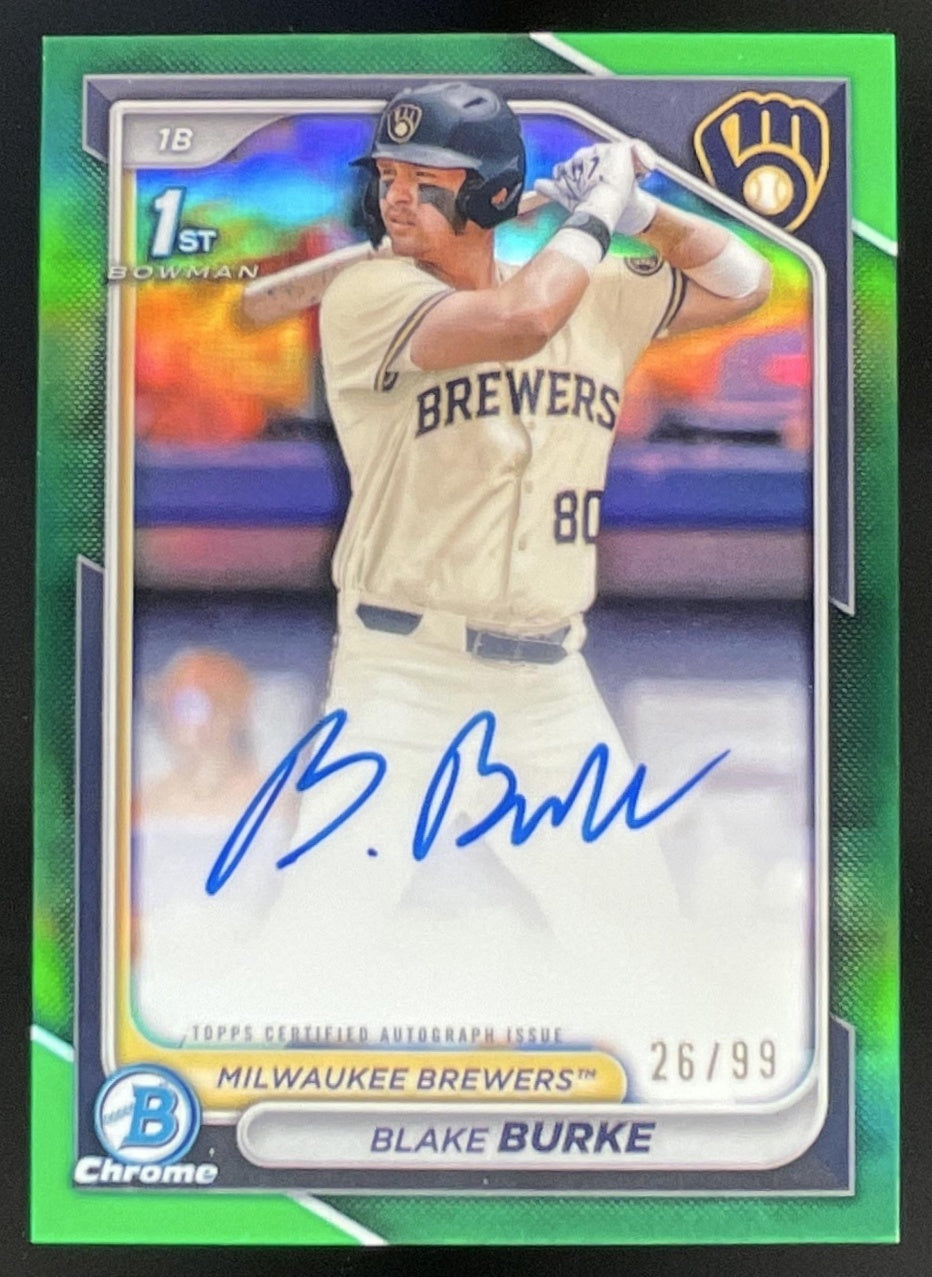 2024 Bowman Draft Chrome Prospect Green  #CPA-BB Blake Burke RC Auto /99