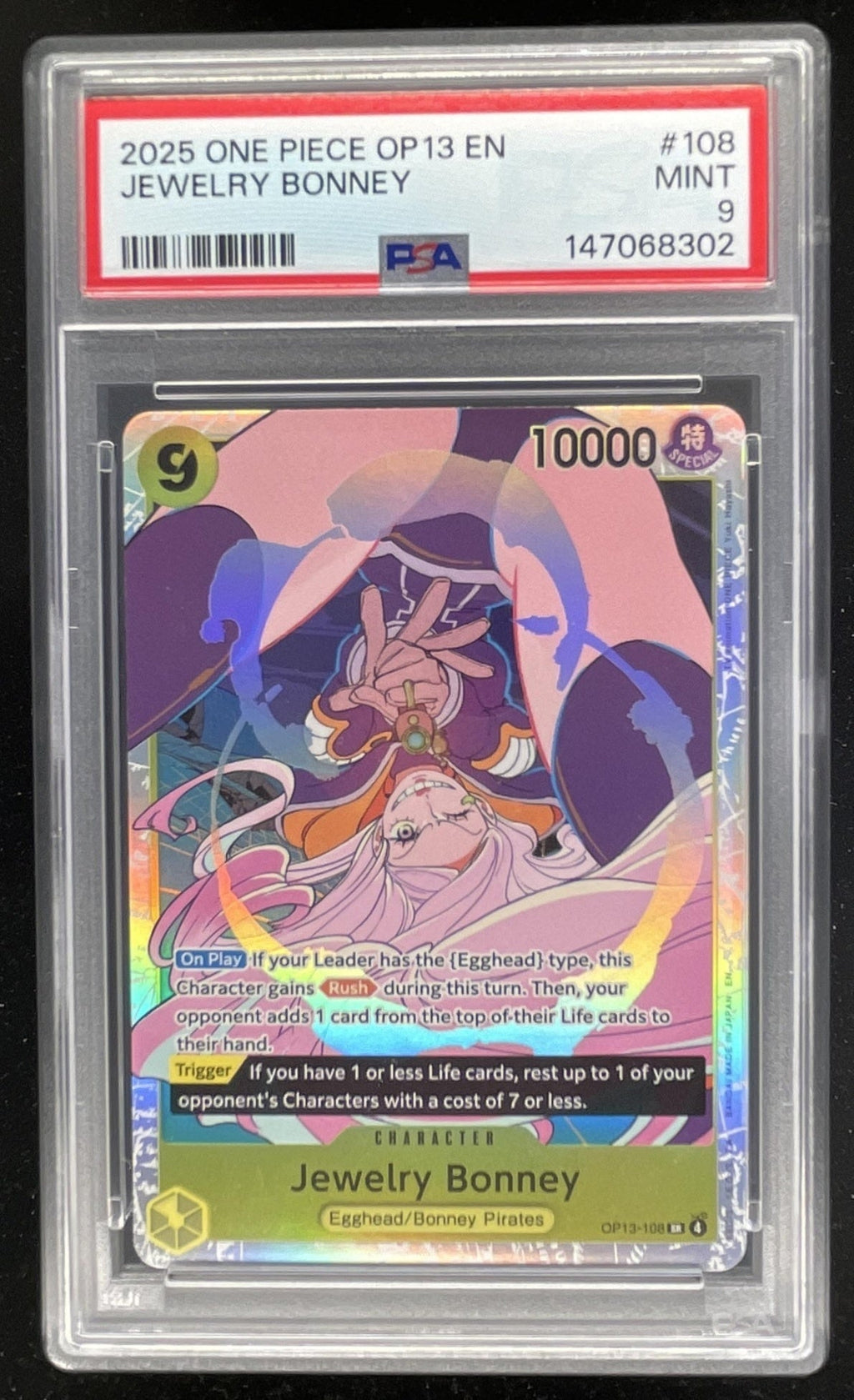 2025 One Piece OP13 EN #108 Jewelry Bonney PSA 9