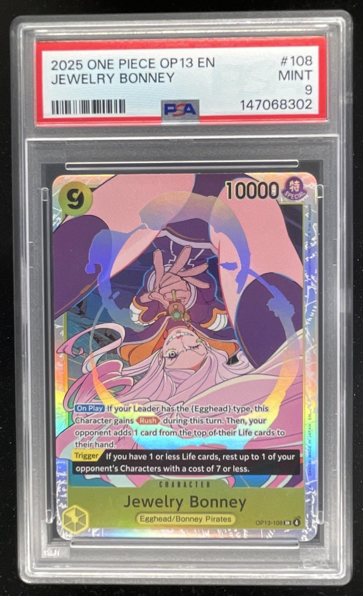 2025 One Piece OP13 EN #108 Jewelry Bonney PSA 9