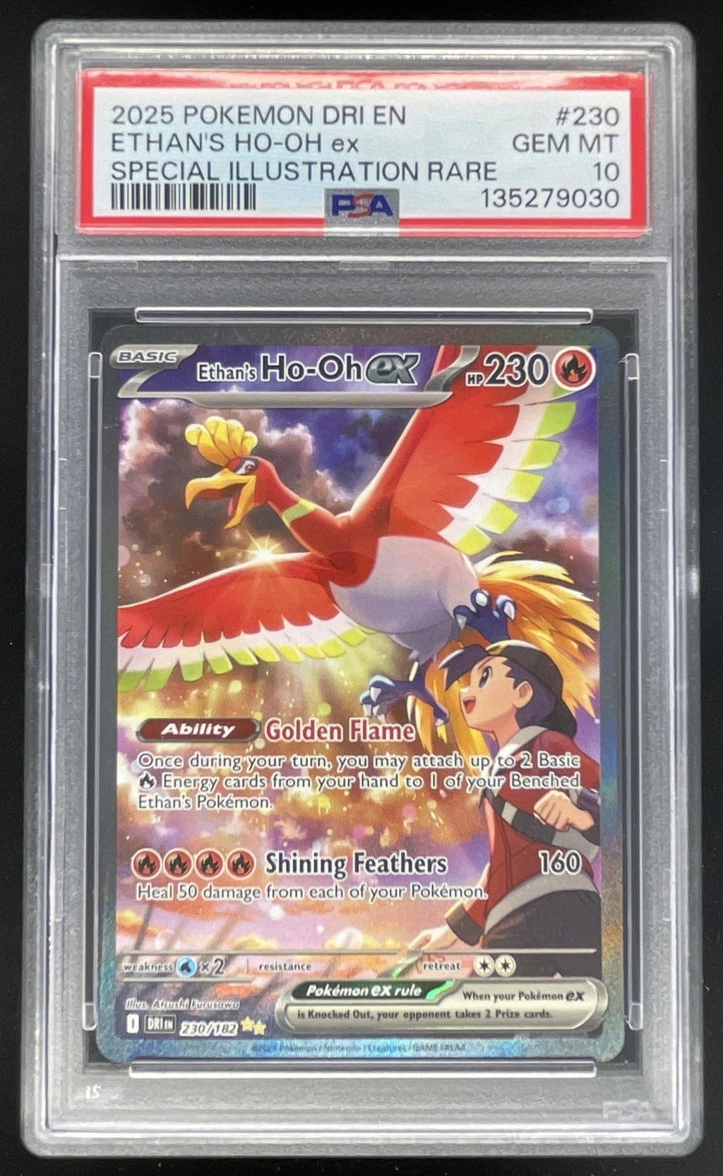 2025 Pokemon Destined Rivals #230/182 Ethan's Ho-Oh ex PSA 10