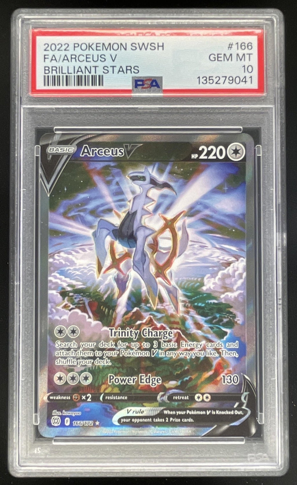 2022 Pokemon Sword & Shield Brilliant Stars #166/172 Arceus V PSA 10