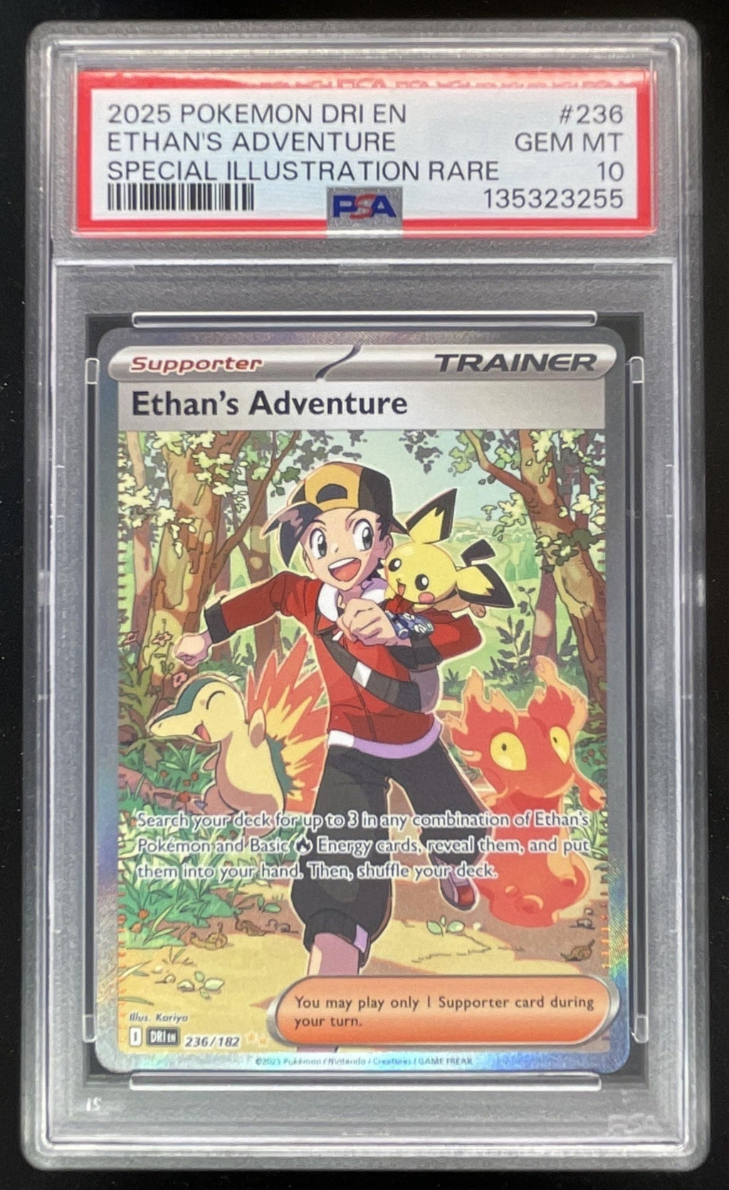 2025 Pokemon Destined Rivals #236/182 Ethan's Adventure PSA 10