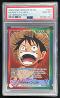 2025 One Piece OP13 EN #001 Monkey D Luffy Alternate Art PSA 10