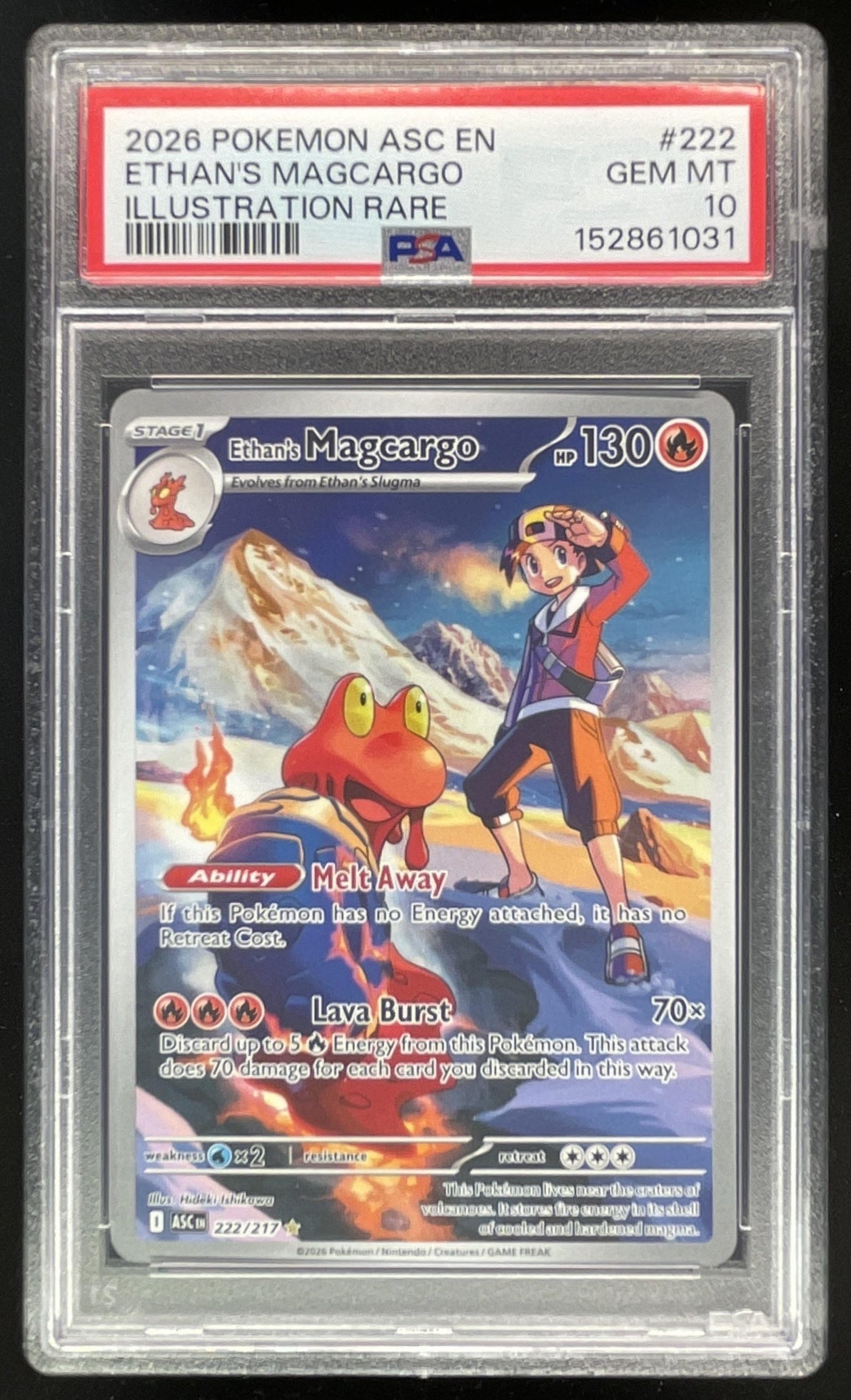2026 Pokemon Ascended Heroes #222/217 Ethan's Magcargo Illustration Rare PSA 10