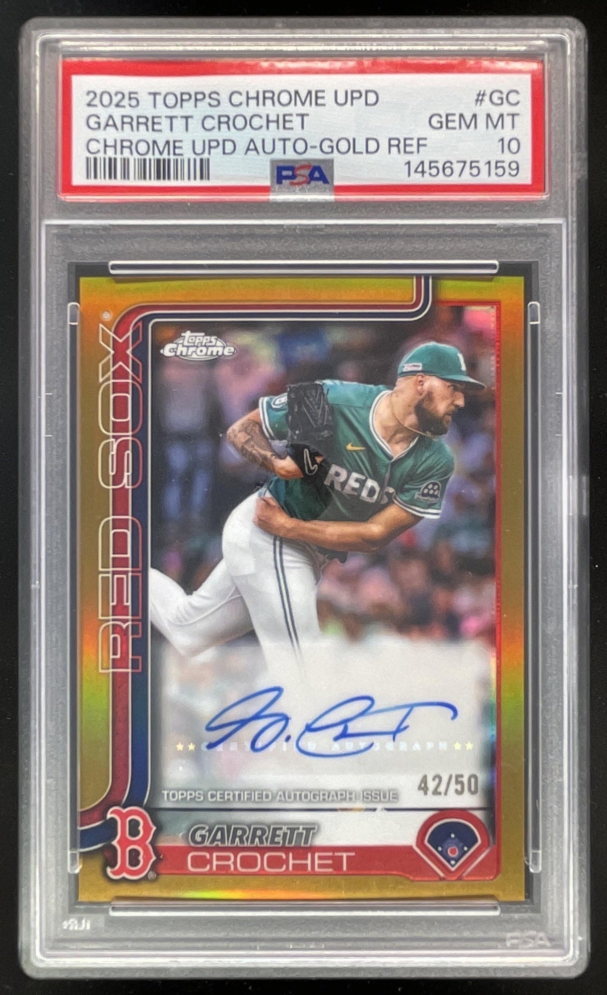 2025 Topps Chrome Update Gold Refractor #AC-GC Garrett Crochet Auto /50 PSA 10