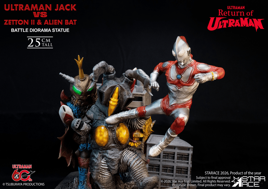 ULTRAMAN 60TH ANNIVERSARY Ultraman Jack vs Zetton II &amp; Alien Bat Battle scene diorama resin statue