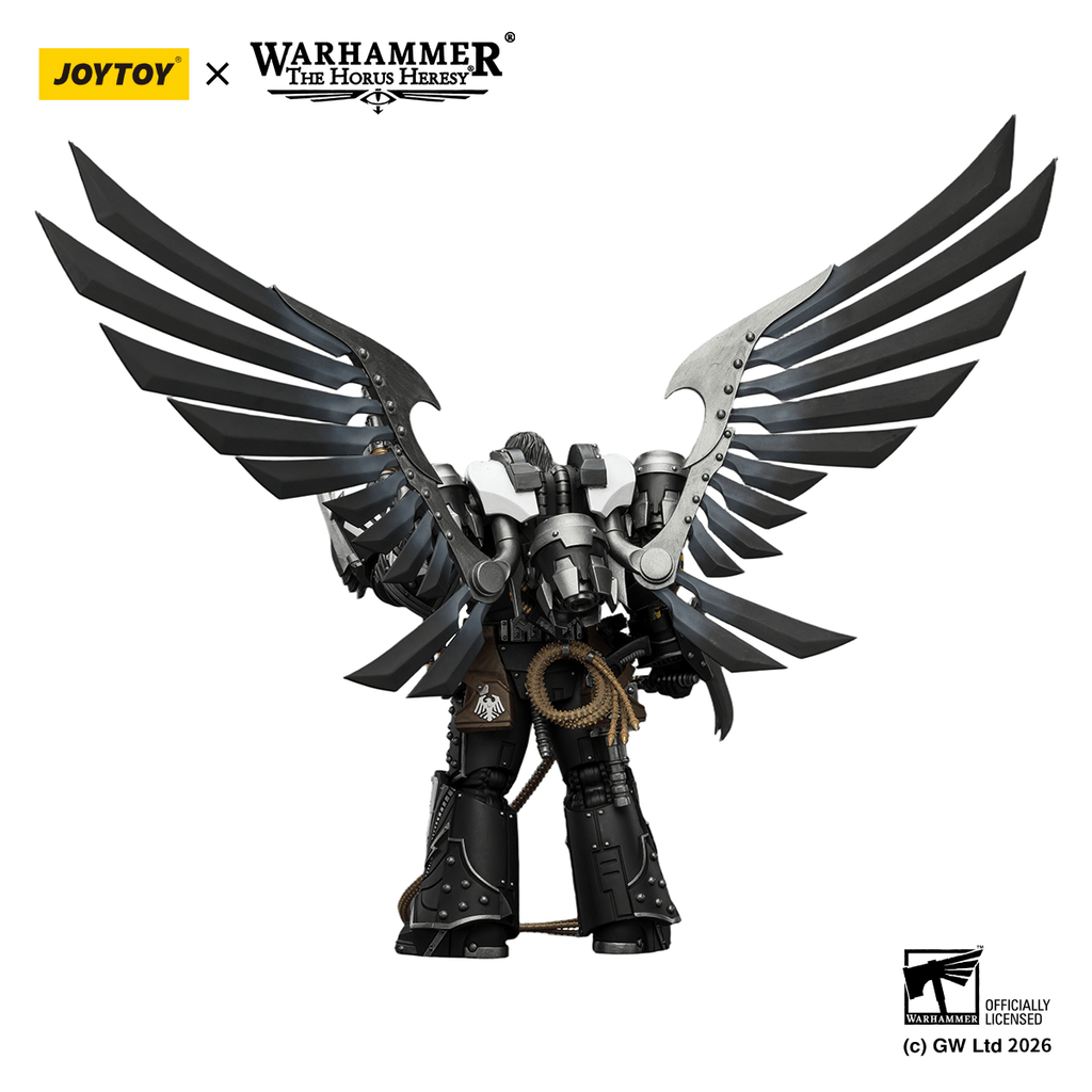 Raven Guard Corvus Corax, Primarch of the XIX Legion with artificer-crafted lightning talons, archaeotech pistols, and whip