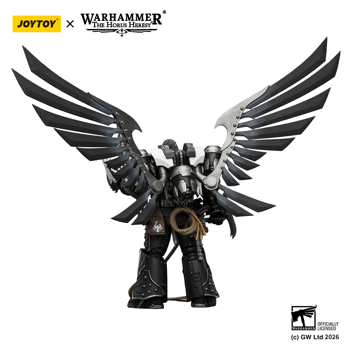 Raven Guard Corvus Corax, Primarch of the XIX Legion with artificer-crafted lightning talons, archaeotech pistols, and whip