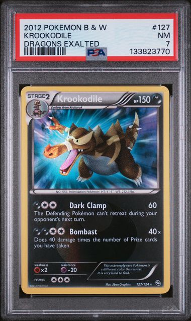 PSA 7 - 2012 POKEMON BLACK & WHITE DRAGONS EXALTED #127 KROOKODILE DRAGONS EXALTED