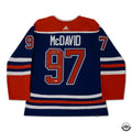 Upper Deck Authenticated - Connor McDavid Autographed & Inscribed "800 PTS 2/21/23" Royal Blue Adidas Edmonton Oilers Jersey