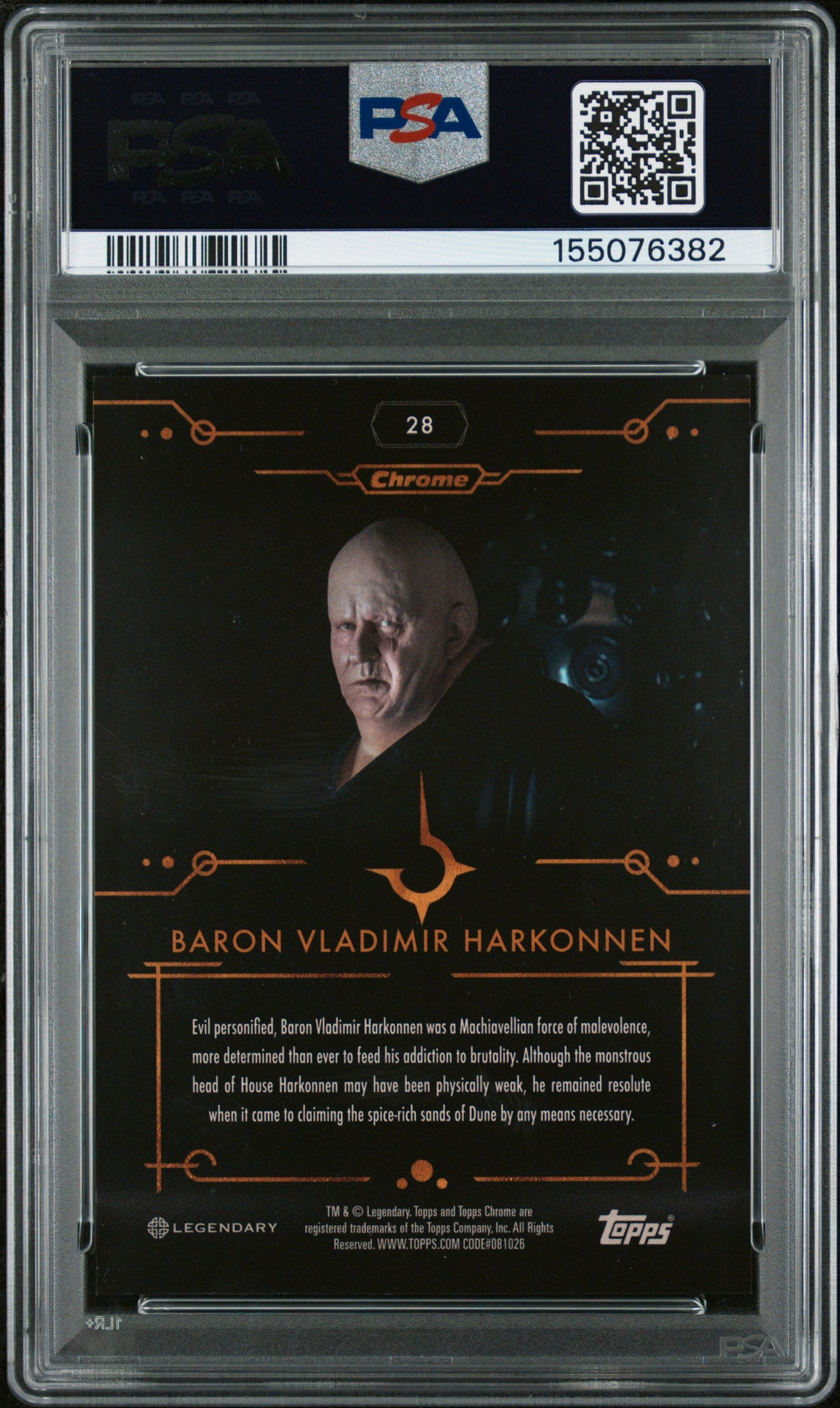 2024 Topps Dune Chrome - Baron V. Harkonnen - Red Refractor /5 #28 - PSA Graded Card