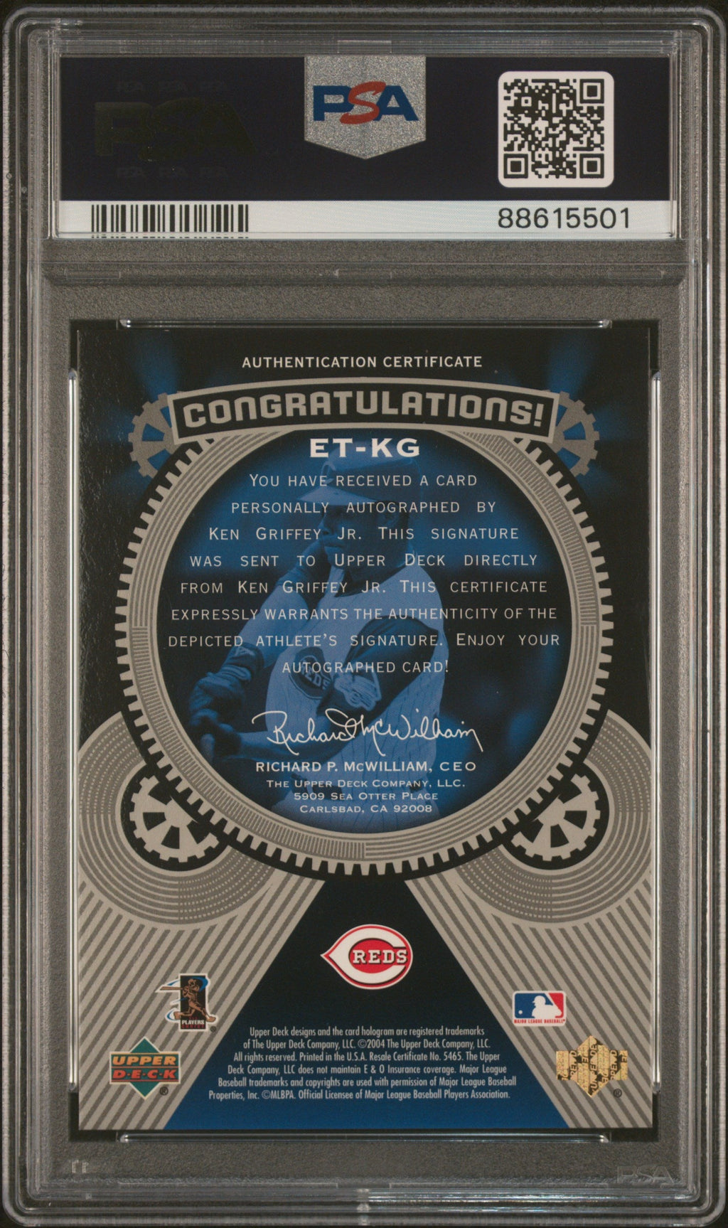 2004 Upper Deck Etchings Etched In Time Ken Griffey JR Black PSA 7 Auto /1625