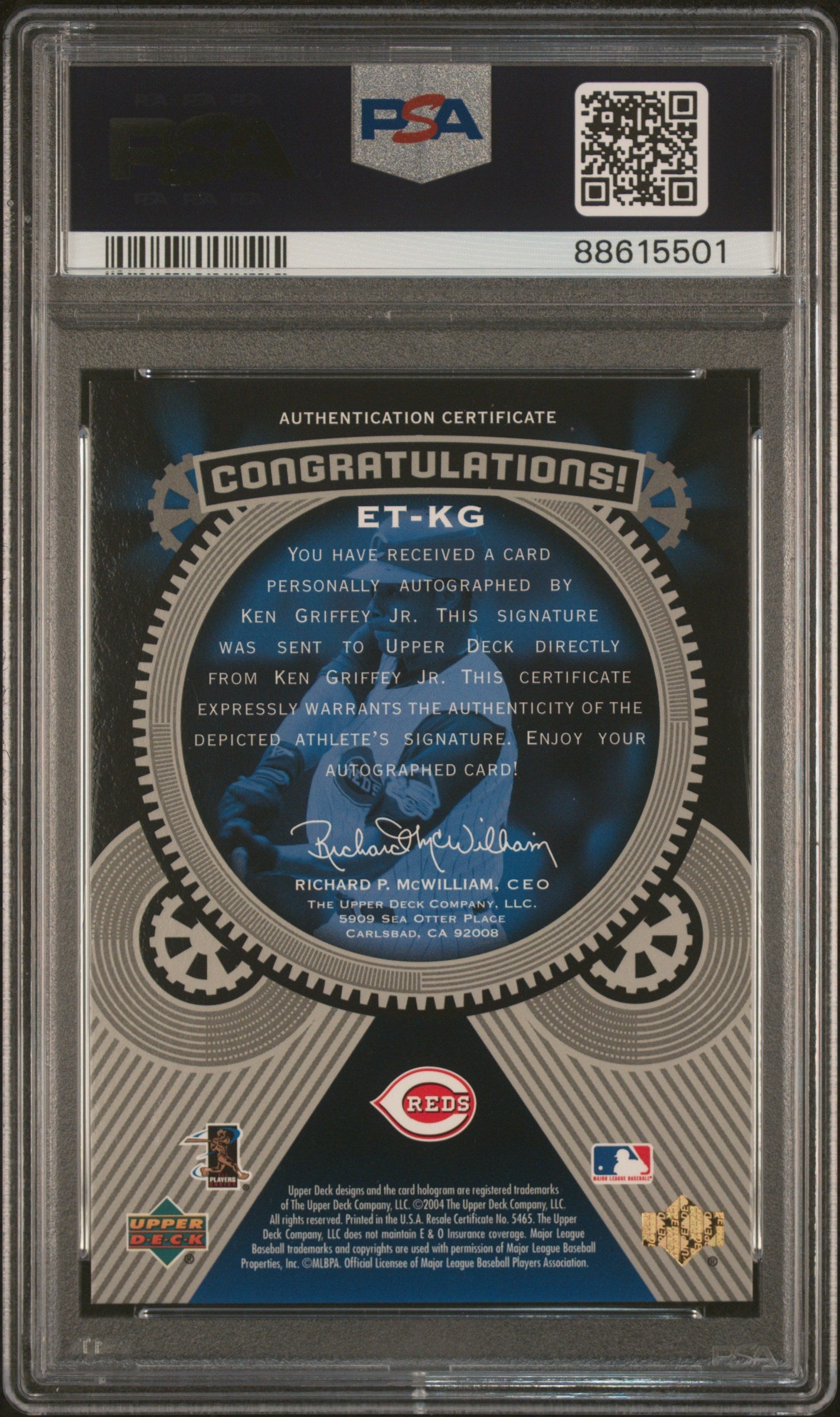 2004 Upper Deck Etchings Etched In Time Ken Griffey JR Black PSA 7 Auto /1625