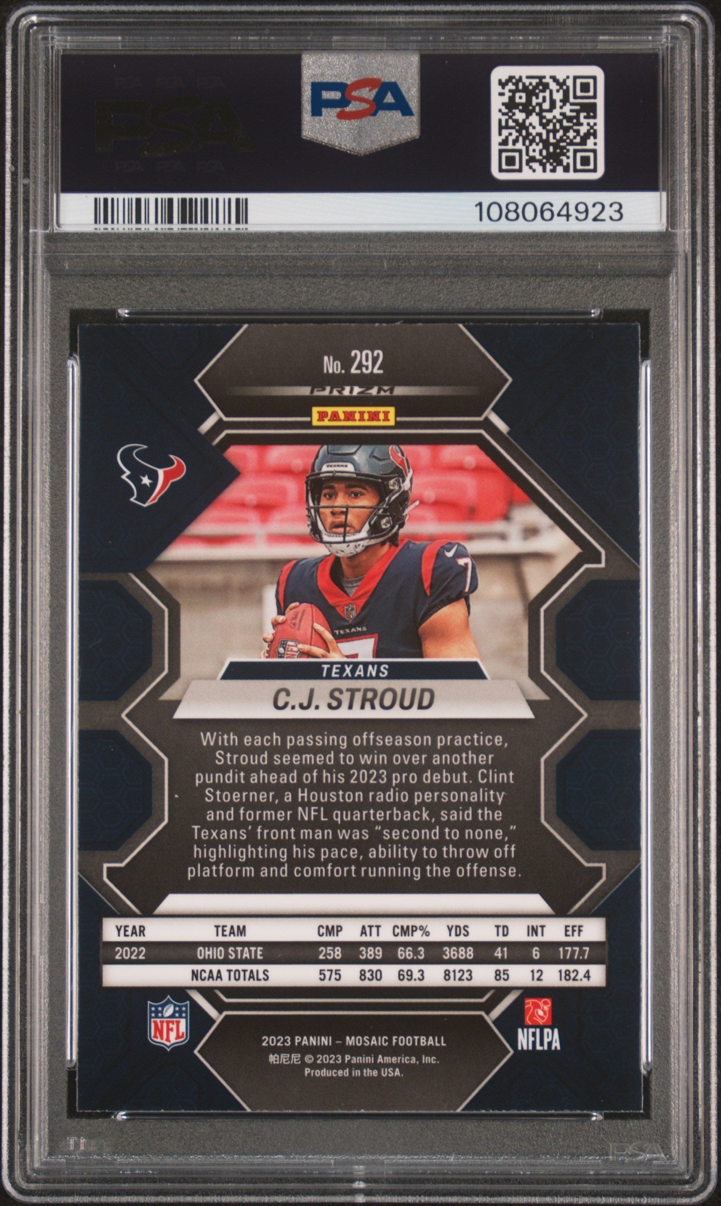 2023 Panini Mosaic CJ Stroud #292 Red Sparkle PSA 10