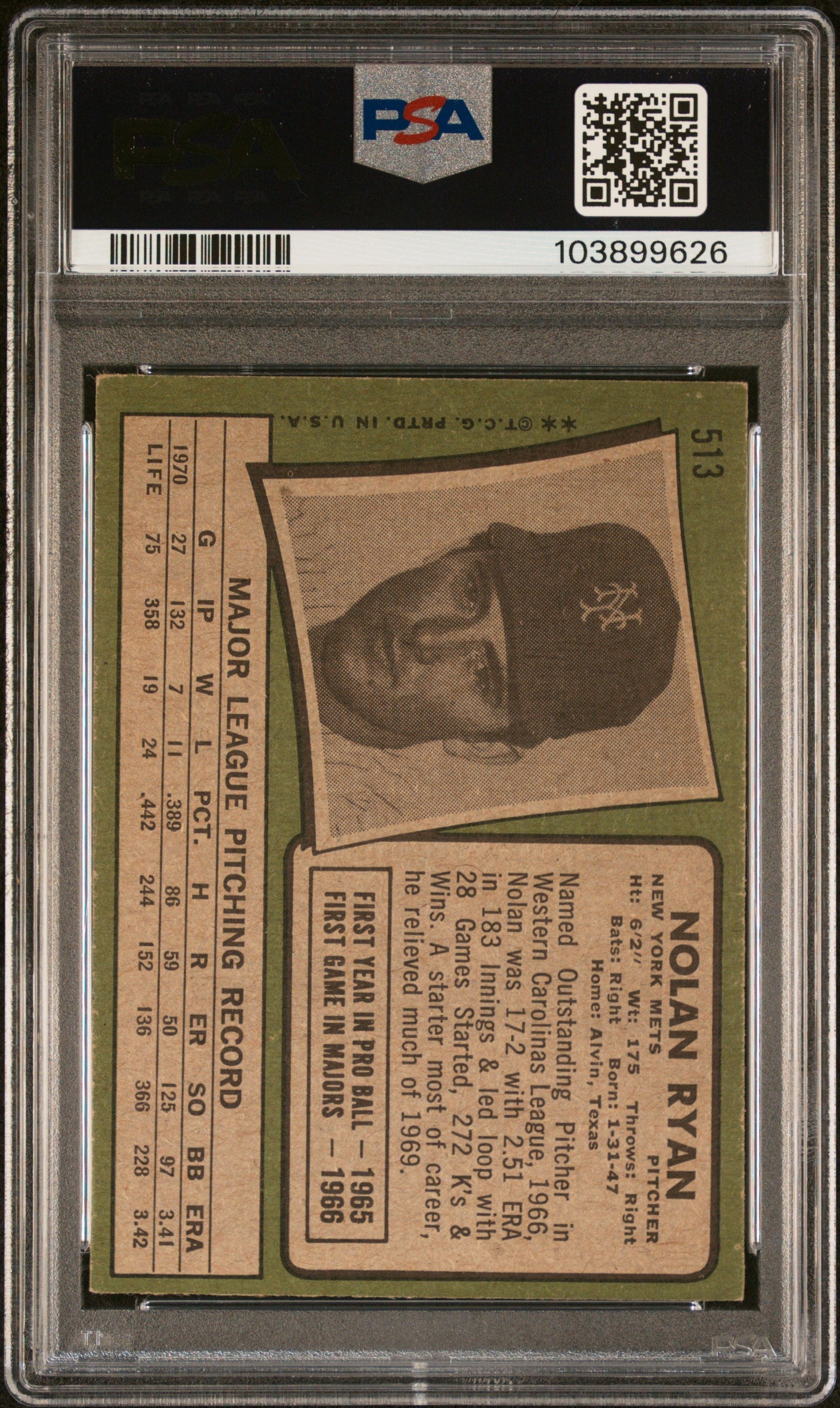 1971 Topps Nolan Ryan #513 PSA 4