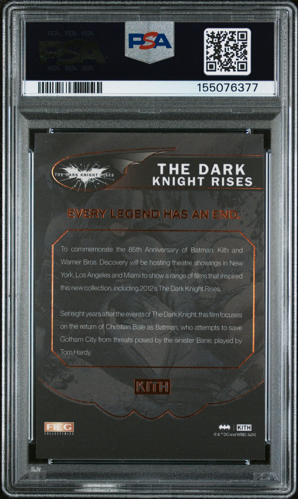 2024 Batman X Kith Promo Card - Dark Knight Rises 2012 - Feig Collectibles - PSA Graded Card