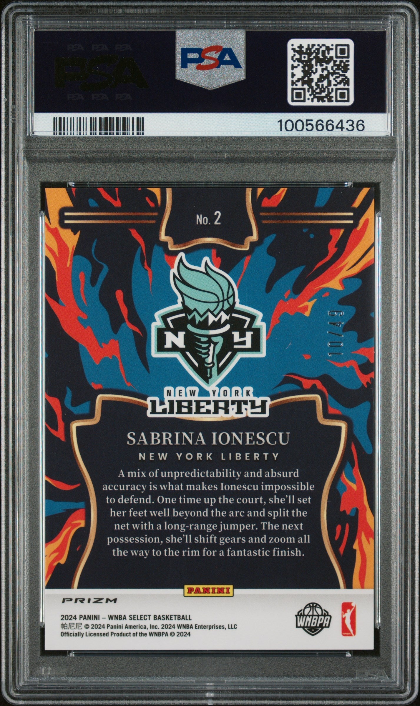 2024 Panini Select WNBA EN Fuego Sabrina Ionescu #2 Blue Prizm PSA 10