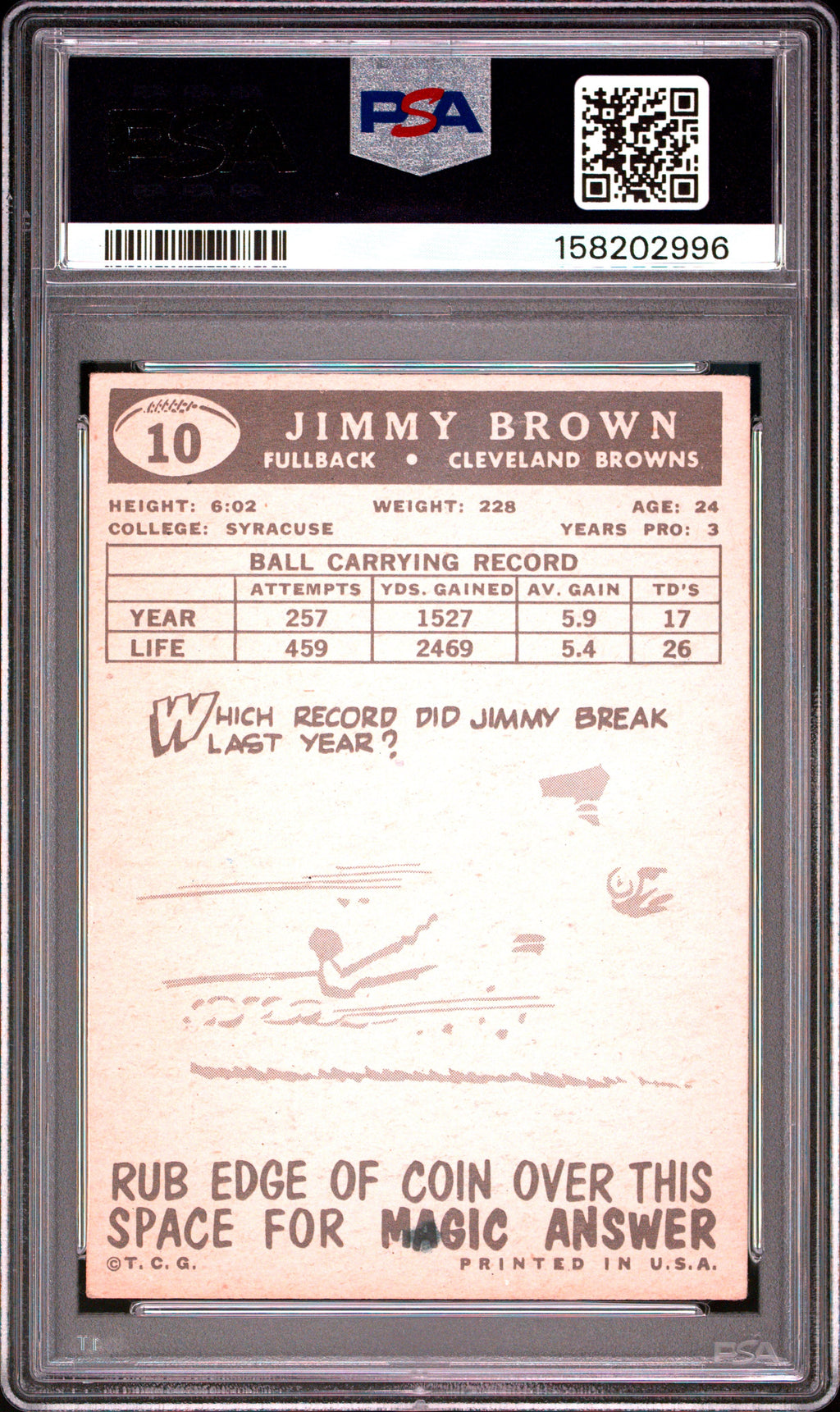 1959 Topps Jim Brown #10 PSA 4